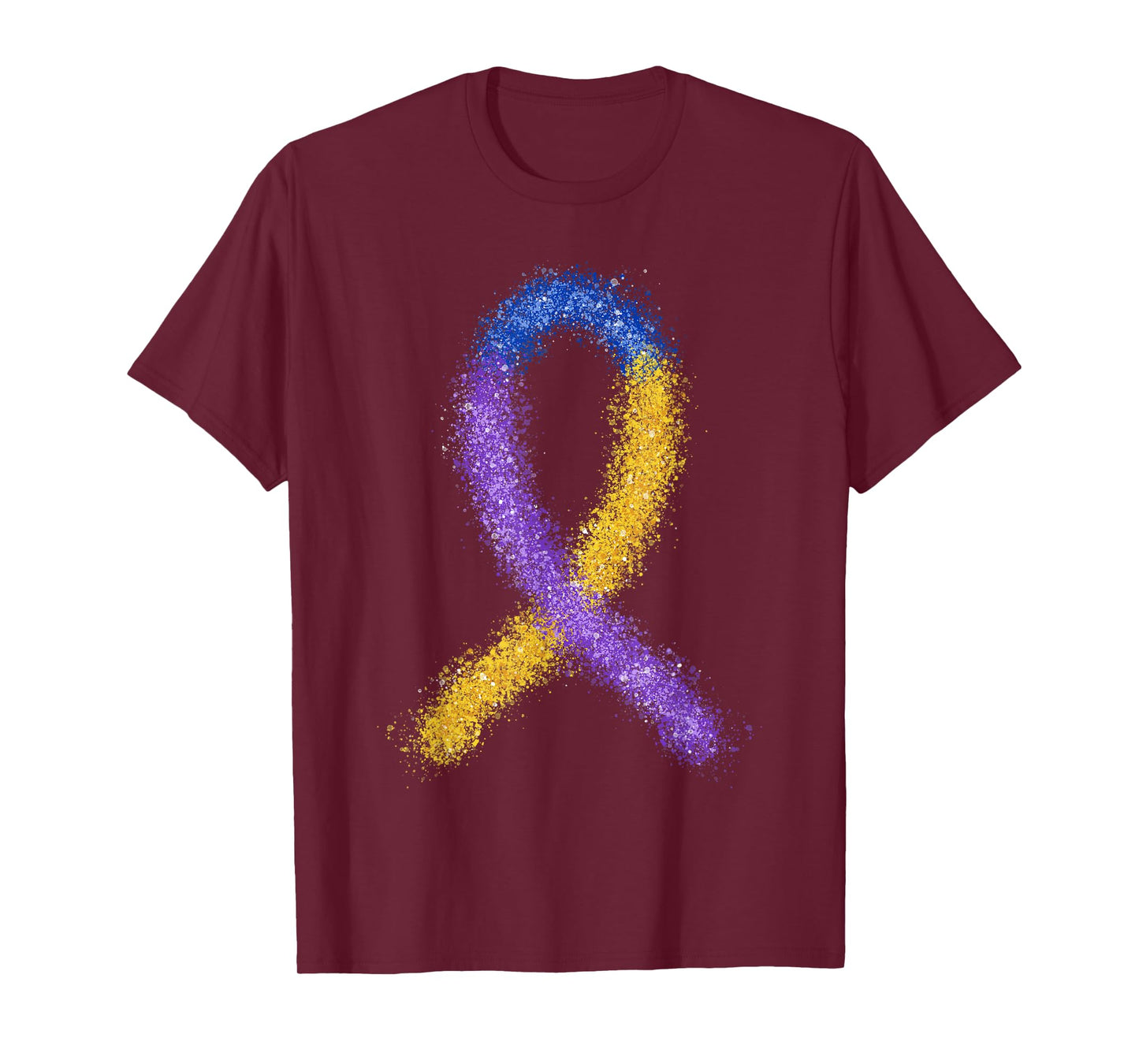 Paint Bladder Cancer Purple Blue And Yellow Ribbon Dysuria T-Shirt