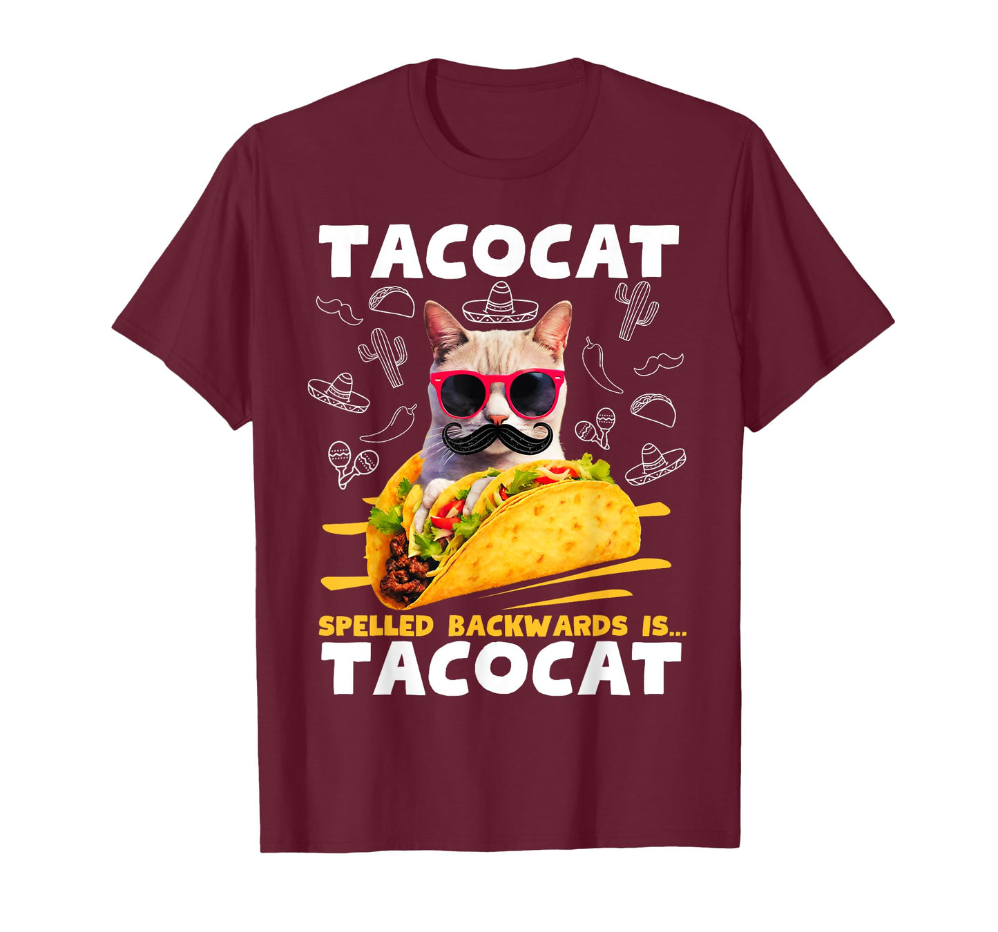 Tacocat Spelled Backwards is Tacocat Funny Mexican Taco Cat T-Shirt for Men Women Girls Kids