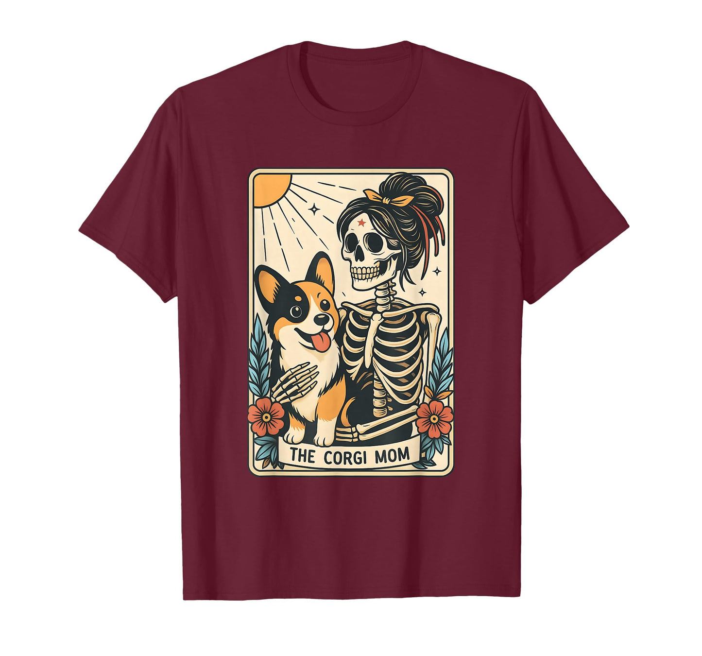 Corgi Mom Tarot Card Halloween Dog Skeleton for Corgi Lover T-Shirt