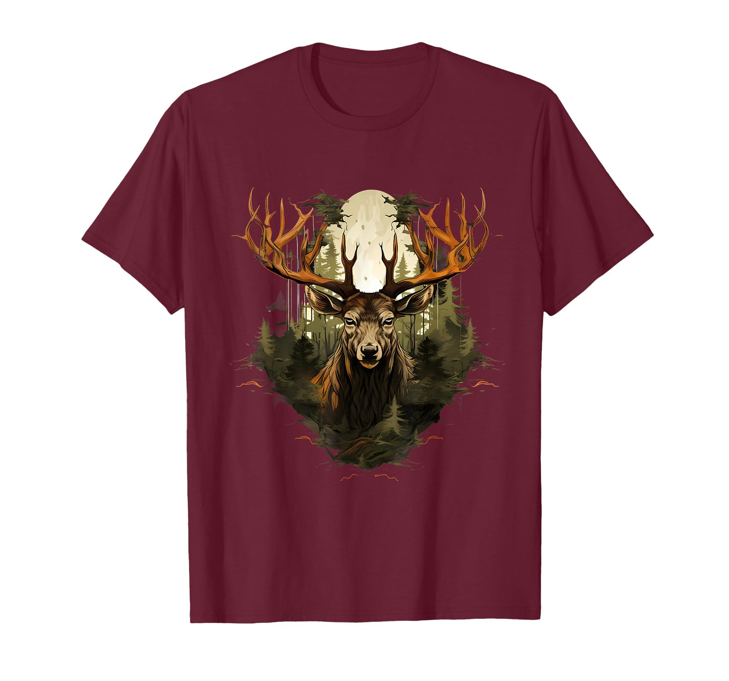Deer Wildlife Nature Motif Animal Lovers Landscape Forest T-Shirt