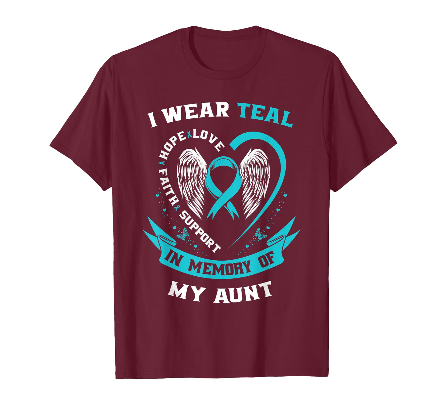 I Wear Teal For My Aunt Ovarian Cancer Awareness Ribbon Kids T-Shirt