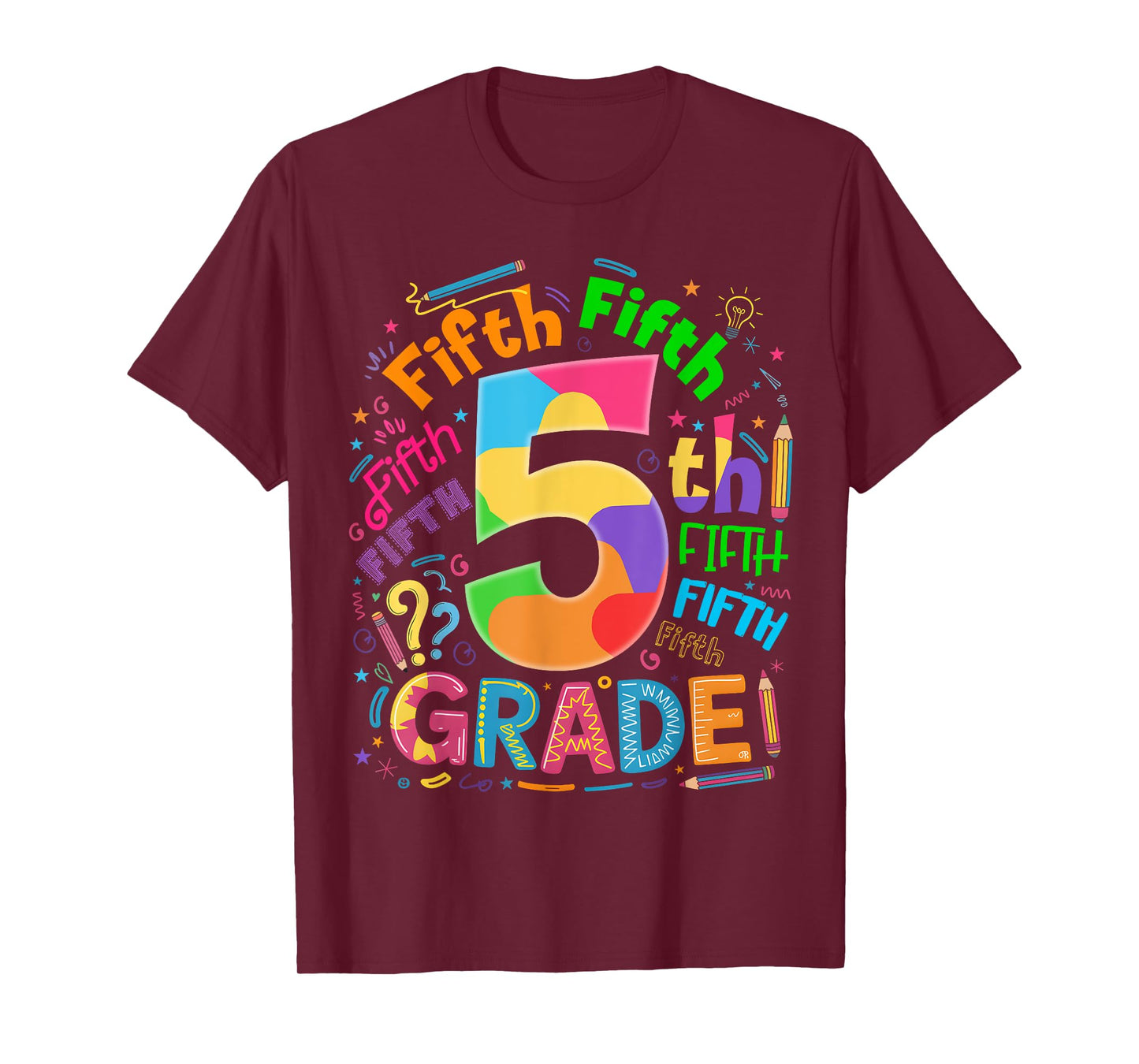 Back To School 5th Grade Team Typography Student Teacher T-Shirt