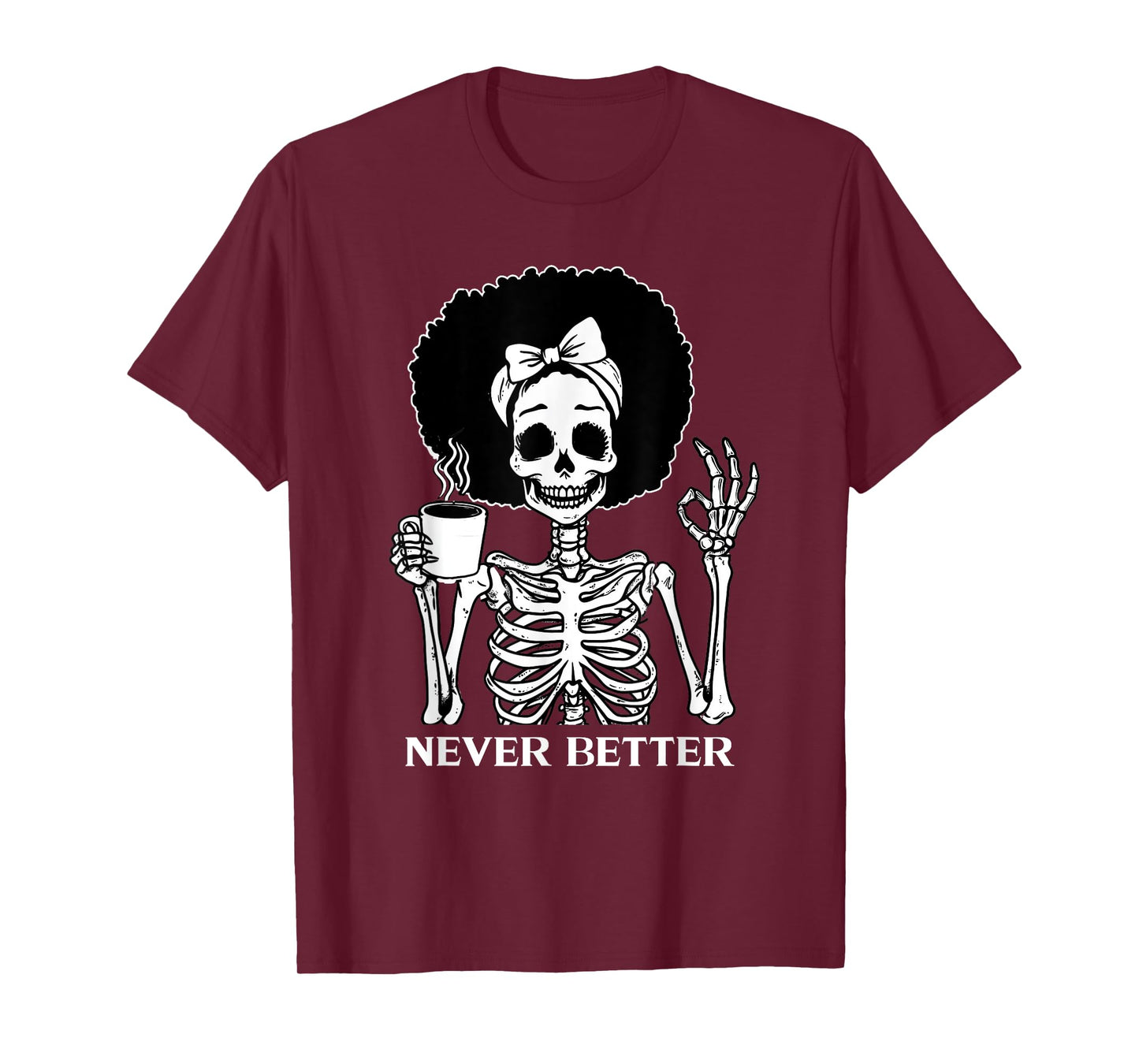 Never Better Afro Black Women African Messy Bun Vintage Bow T-Shirt