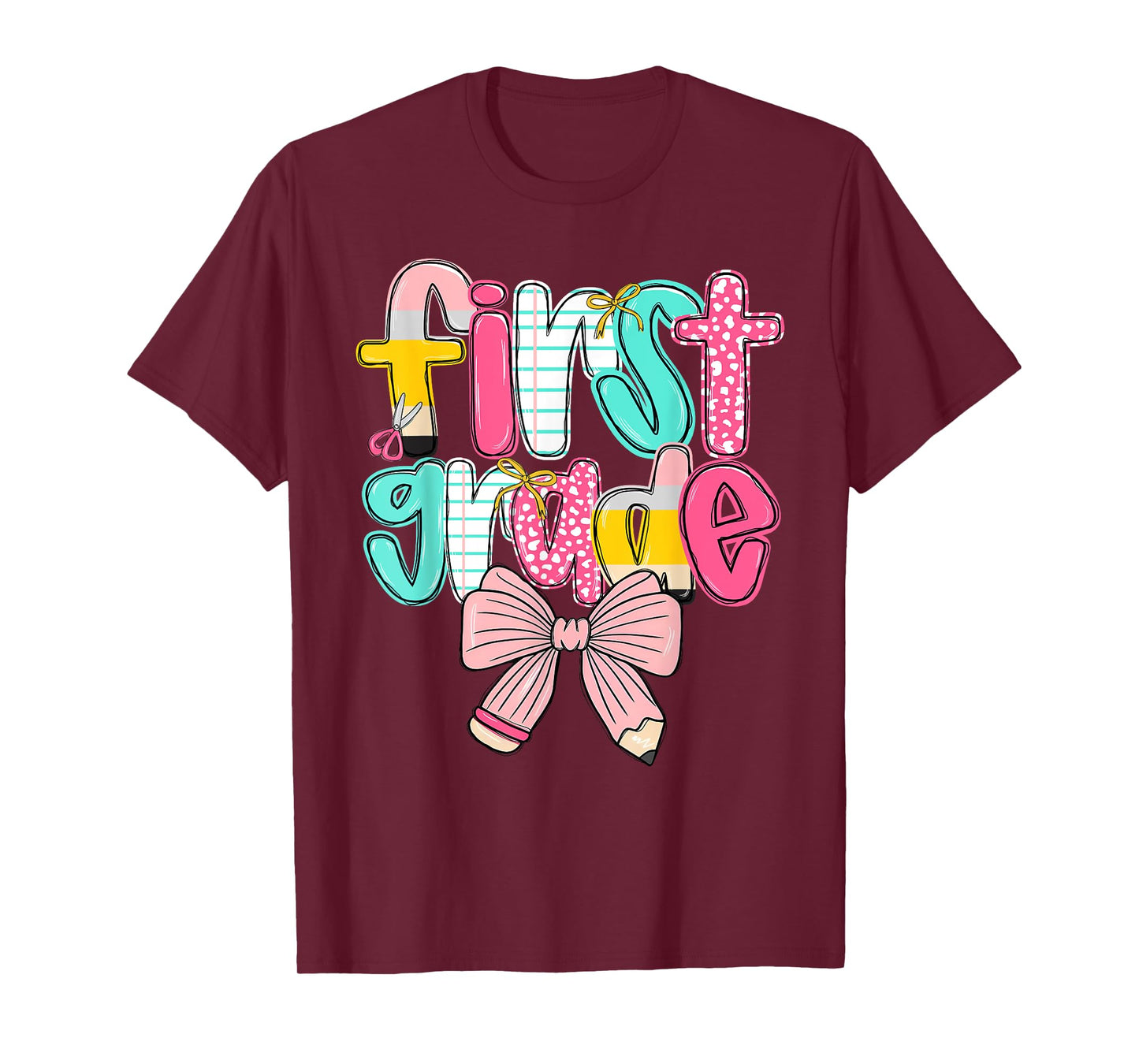 First Grade Coquette Bow Back To School First Day Of School T-Shirt
