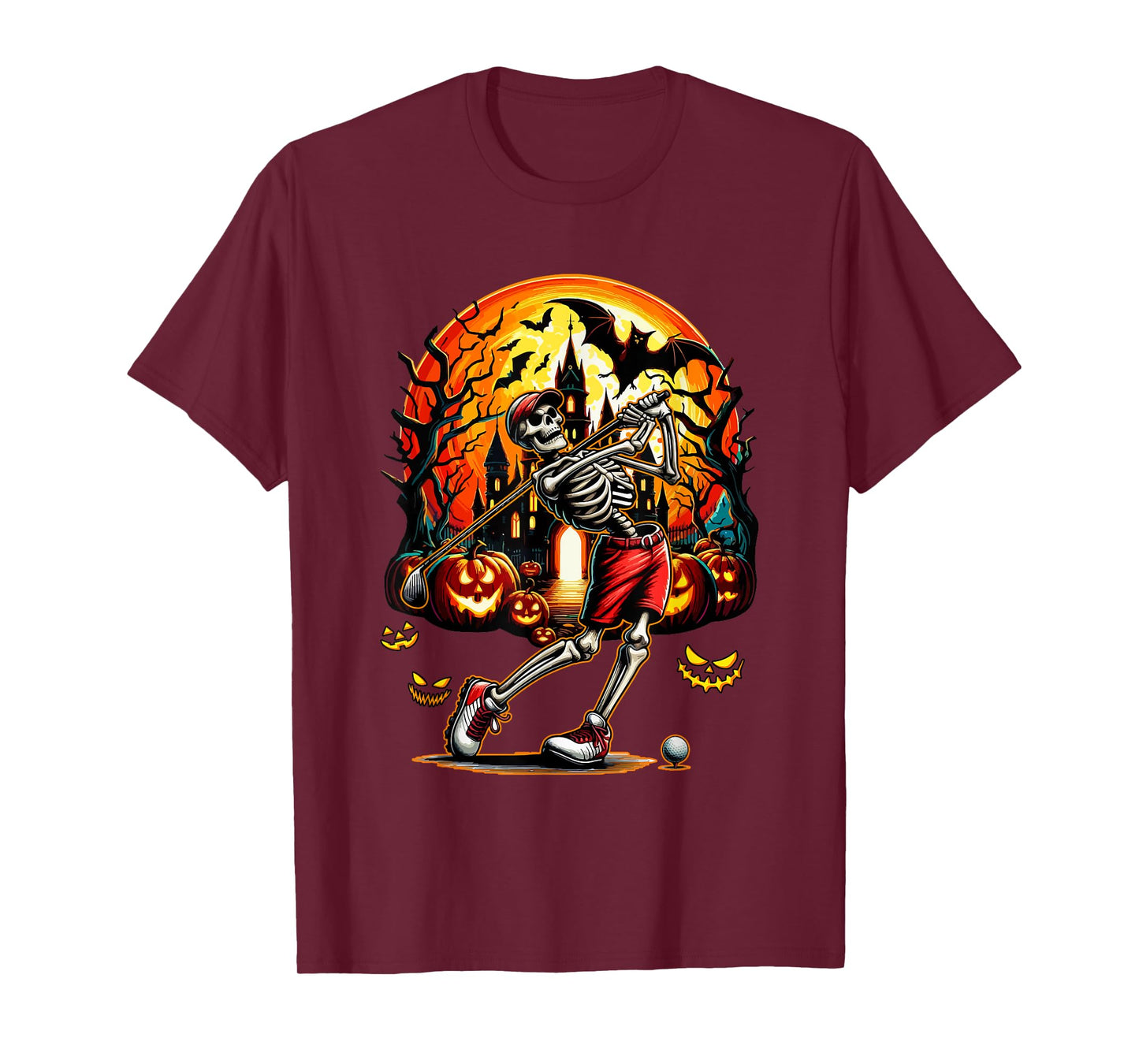 Golf Player Sports Lover Costume Halloween Skeleton T-Shirt