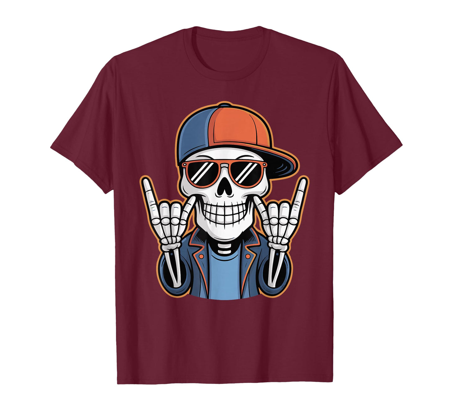 Bruh Punk Rock Skeleton Cool Rocker Spooky Halloween Kids T-Shirt
