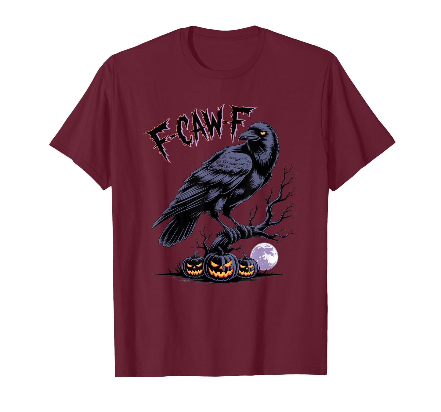 Raven Halloween F-Caw-F Funny Spooky Goth Crow Bird T-Shirt