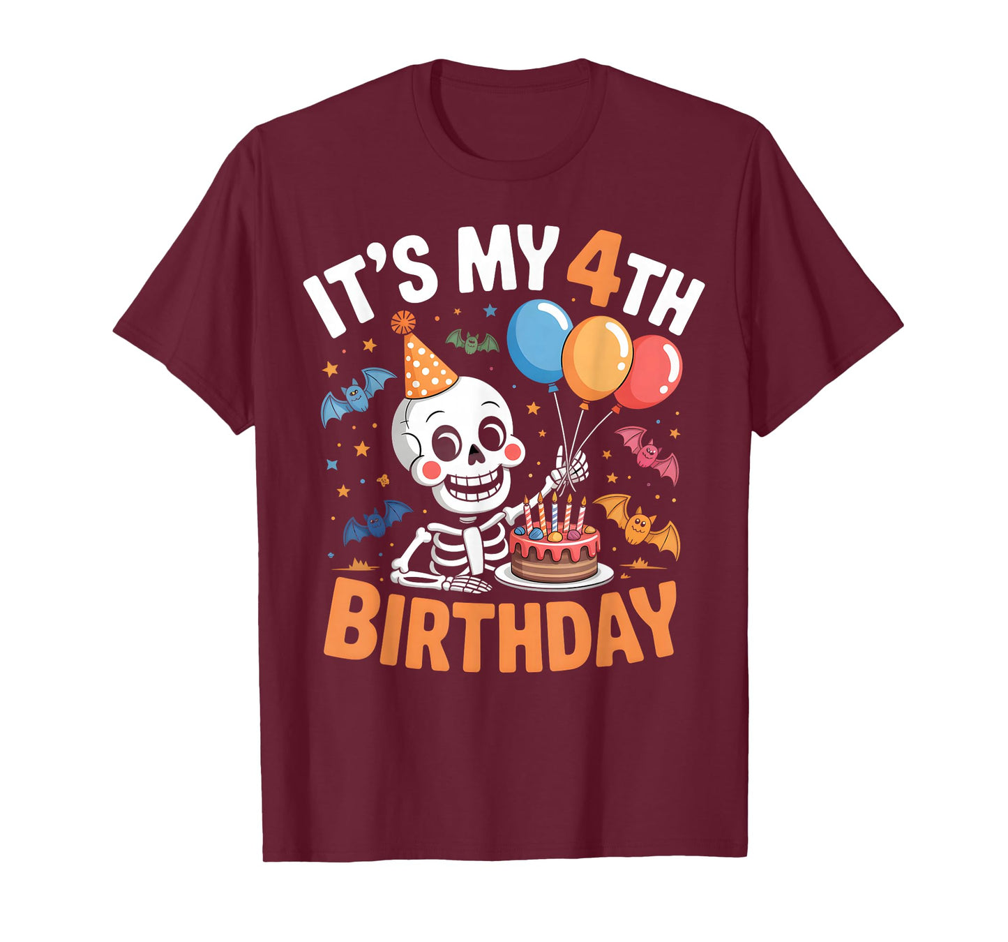 Halloween Skeleton 4th Birthday Cute Party Design T-Shirt