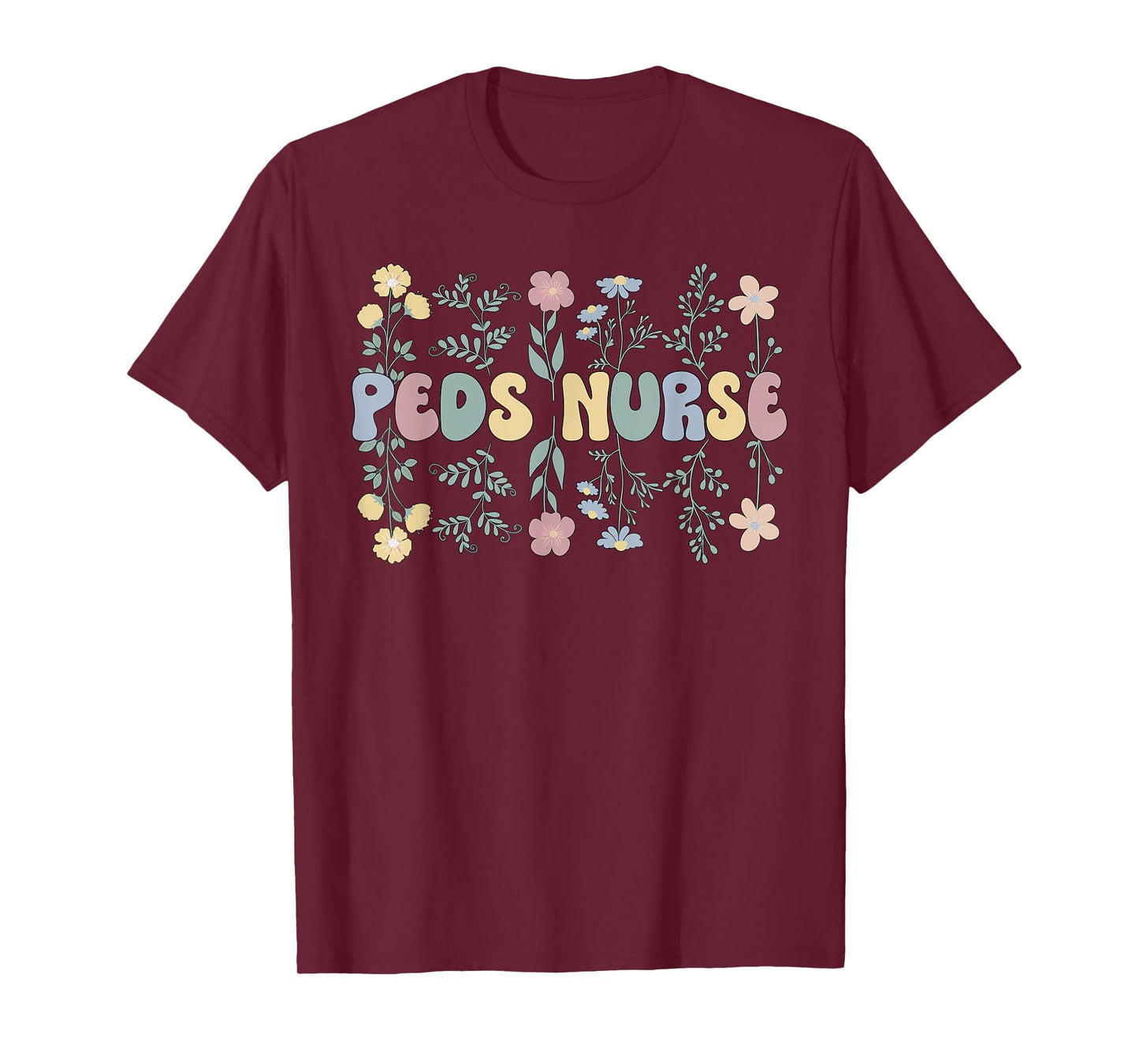 Groovy Peds Nurse Flowers Pediatric Nursing T-Shirt