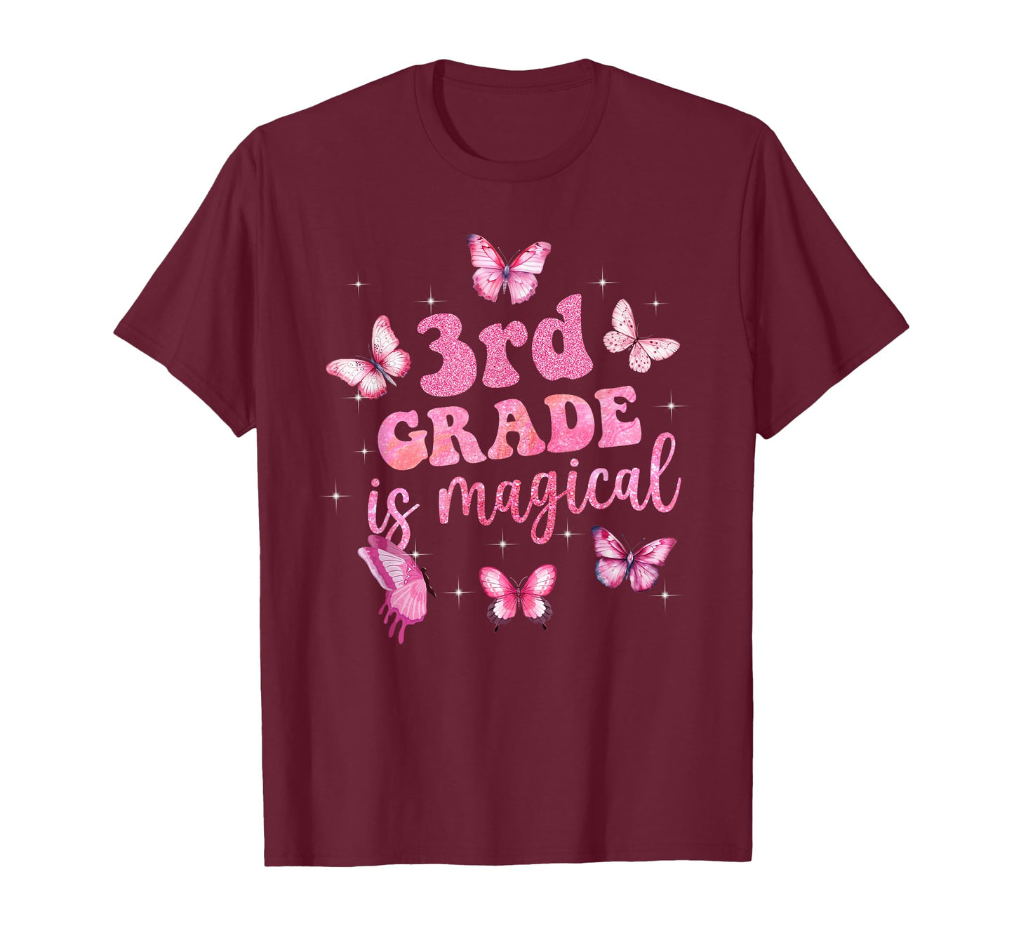 3rd Grade Is Magical Pink Butterfly Girls Back To School T-Shirt