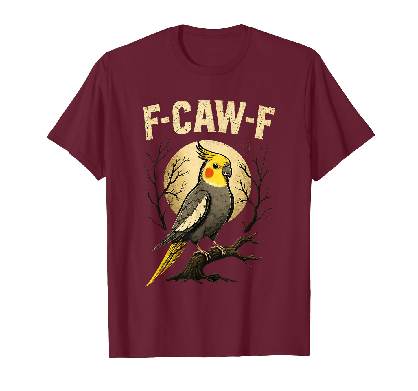 Funny Cockatiel Moon Art for Men Women F Caw F Adult Humor T-Shirt