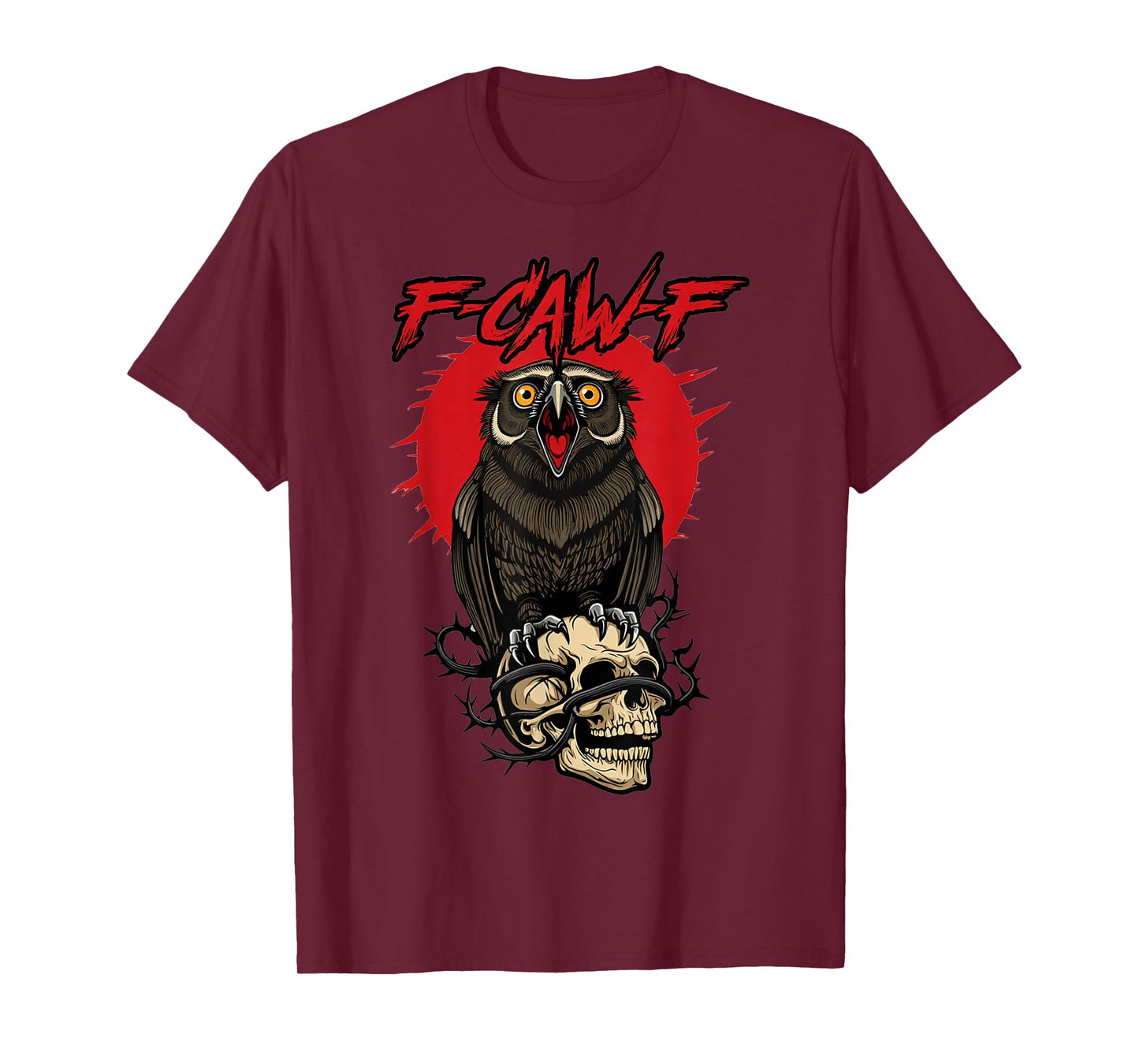 F-Caw-F Funny Owl Bird Red Moon Gothic Adult Humor Fun T-Shirt