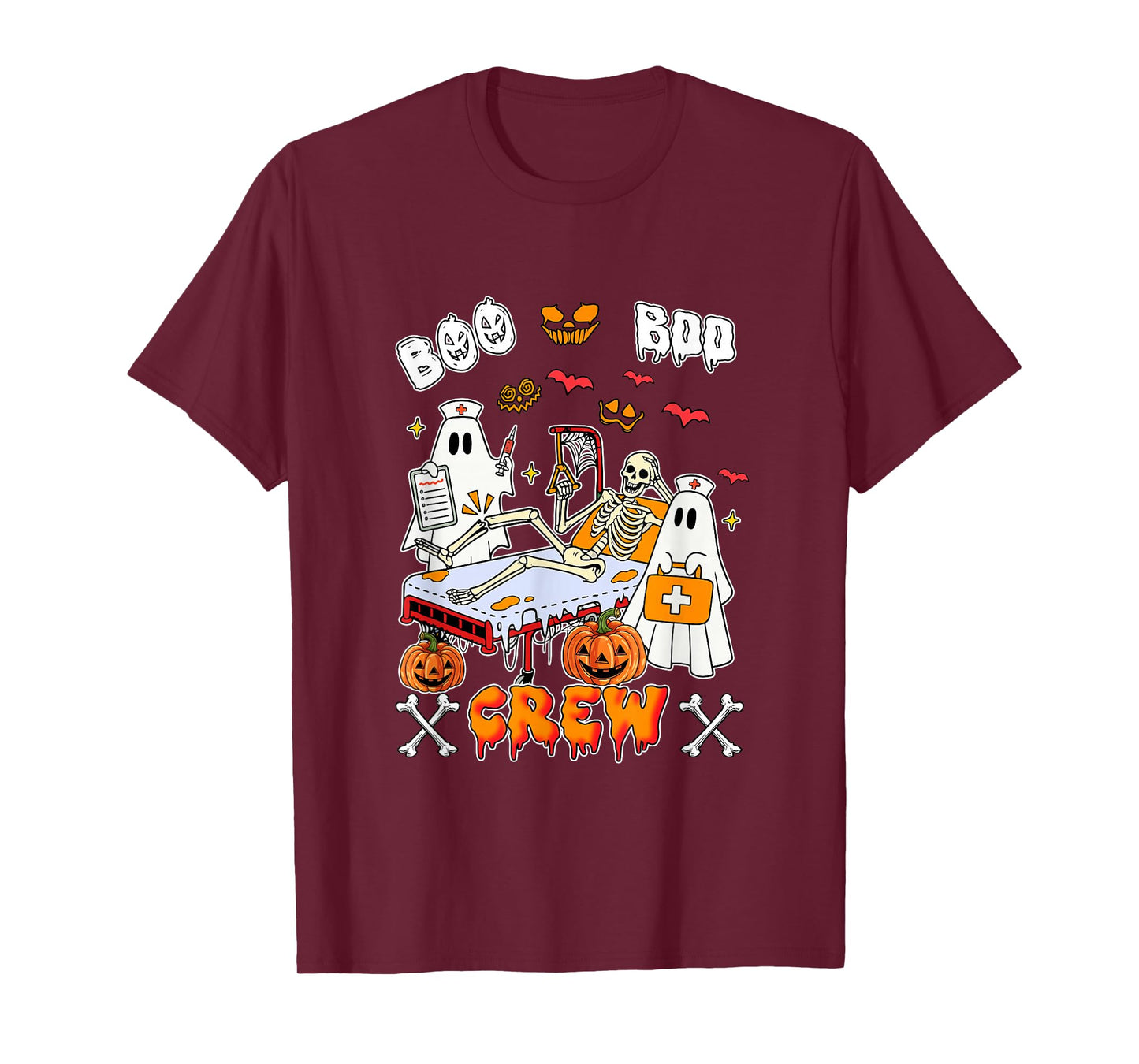 Boo Halloween Crew Group Skeleton Boos As Nurse Doctors T-Shirt
