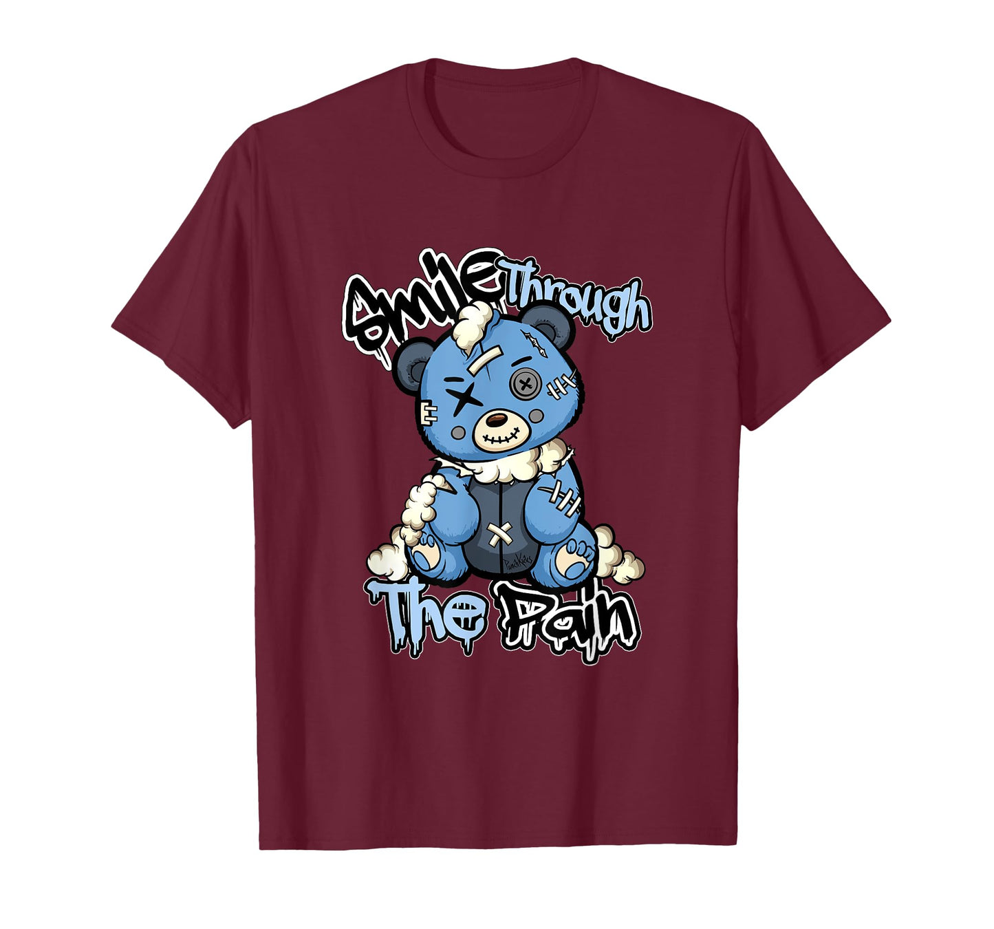 Blue Sad Teddy Bear Tee, Lofi Streetwear Aesthetic Bear T-Shirt