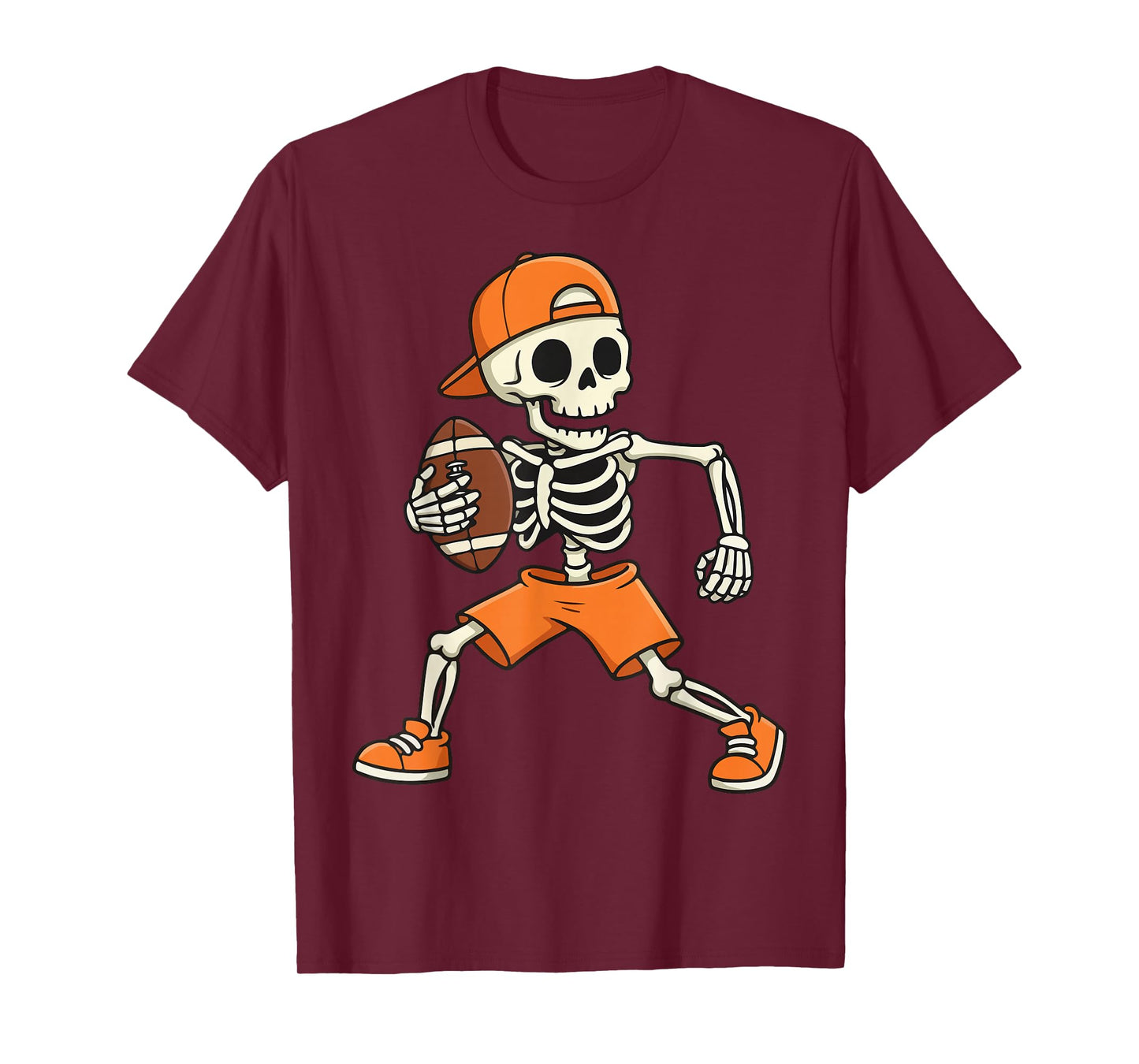 Halloween Skeleton Playing Football for Men Women and Kids T-Shirt