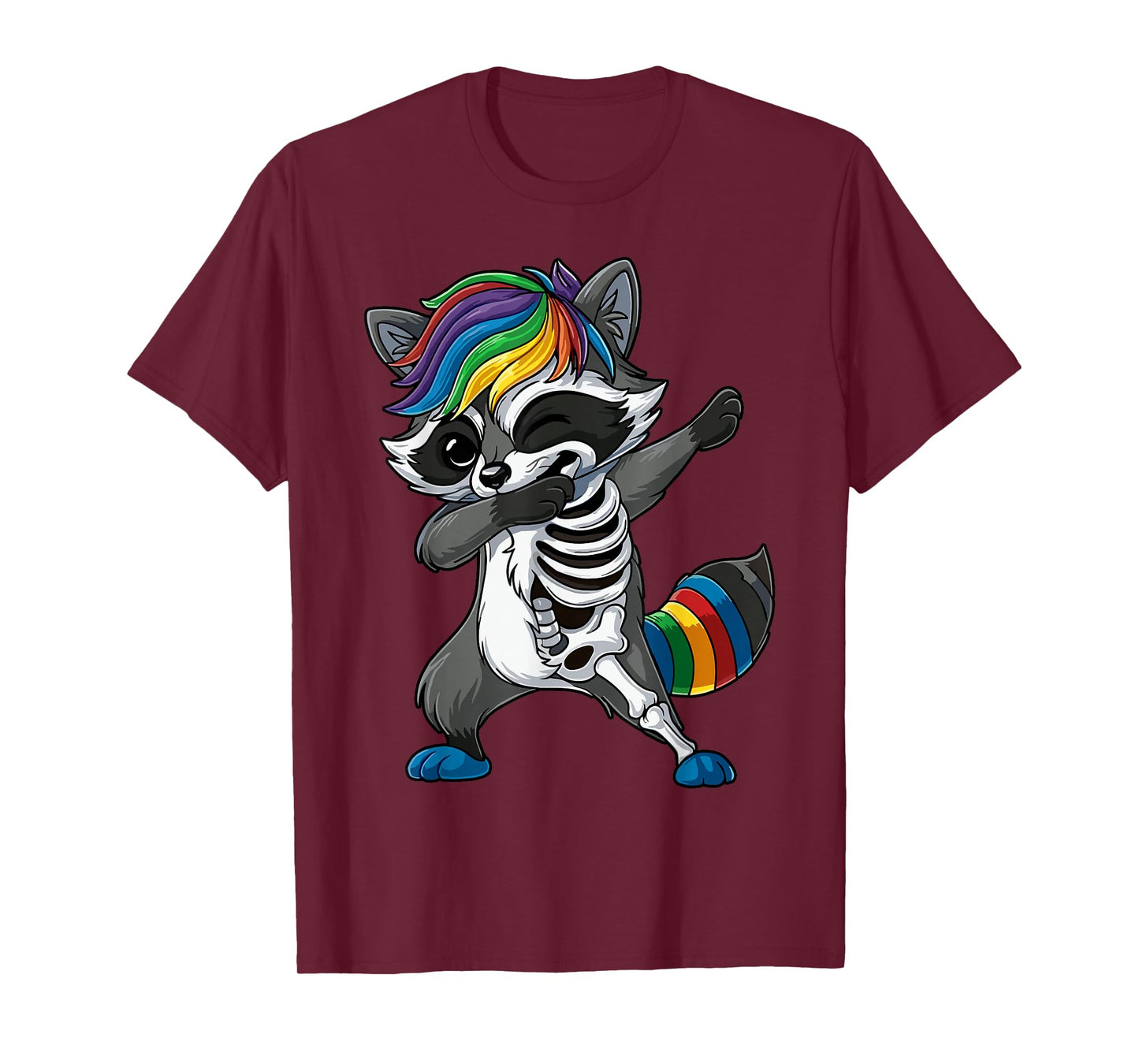 Dabbing Raccoon Skeleton Halloween Costume Kids T-Shirt