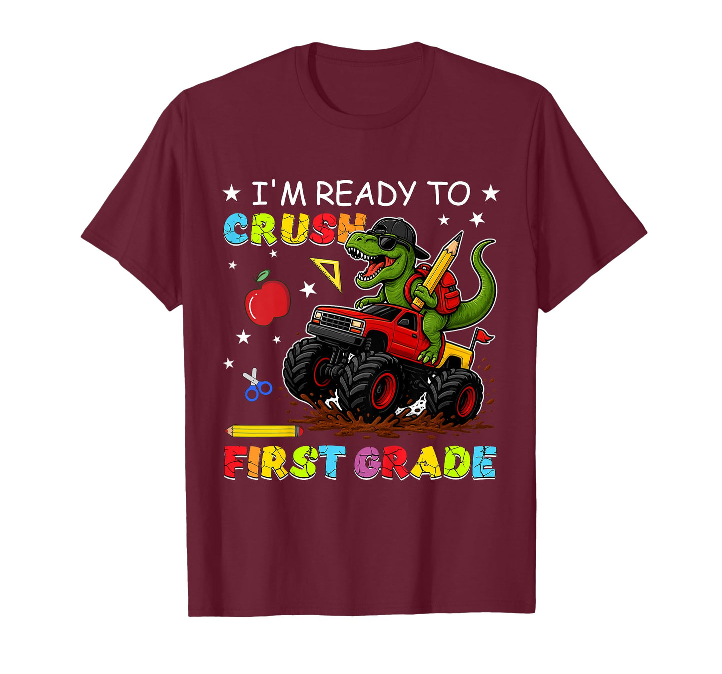 Kids Ready To Crush First Grade Dinosaur First Day Of School Boy T-Shirt