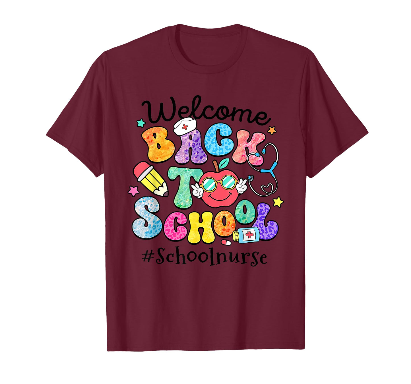 Welcome Back To School Nurse First Day Of School Leopard T-Shirt