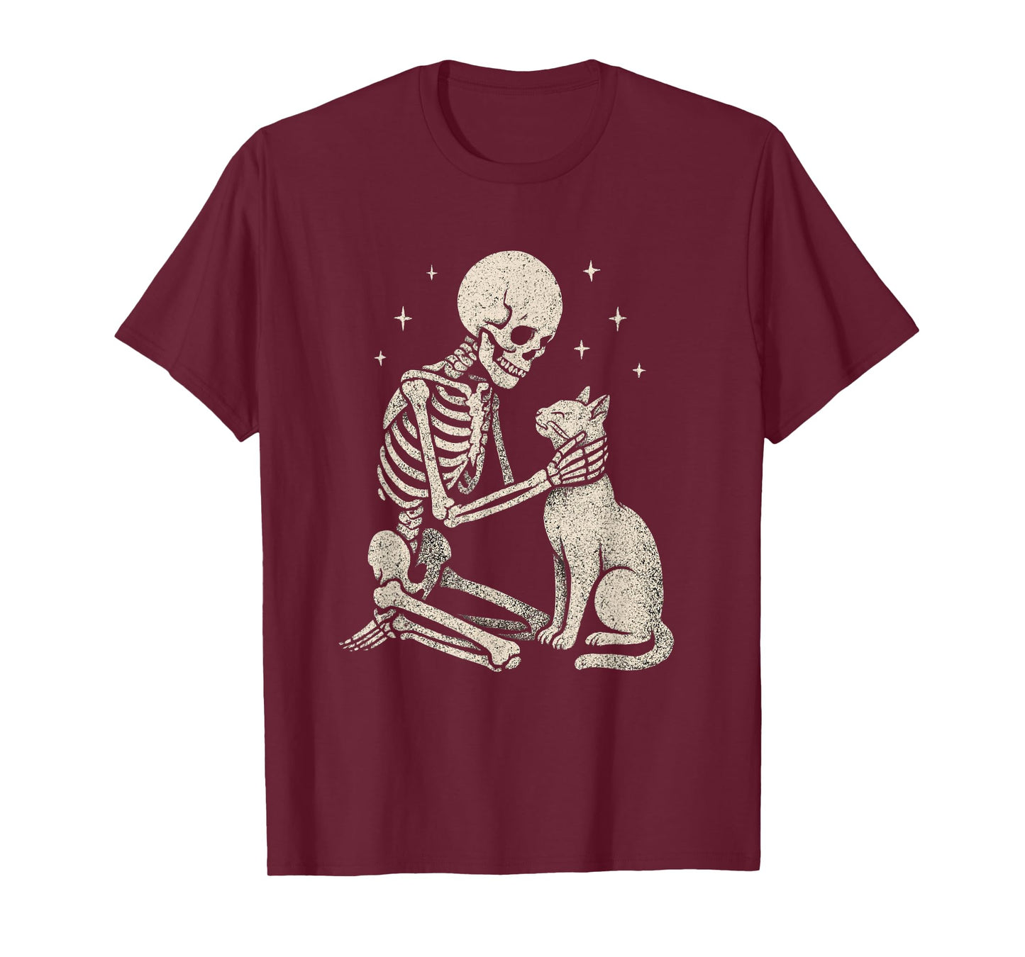 Skeleton Hug Cat Cute Halloween Design T-Shirt