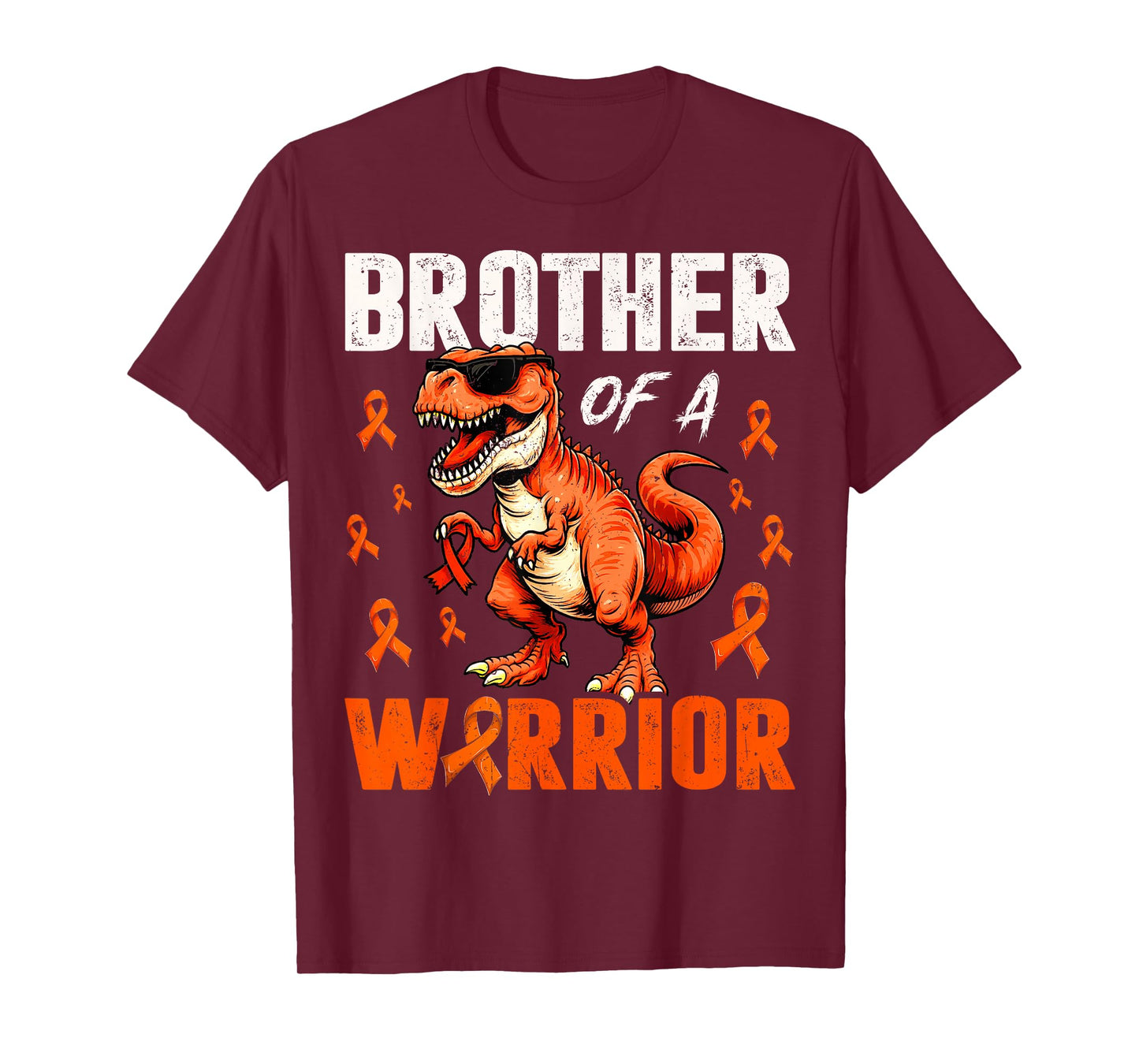Dinosaur Brother Of Warrior Leukemia Awareness Support Boy T-Shirt