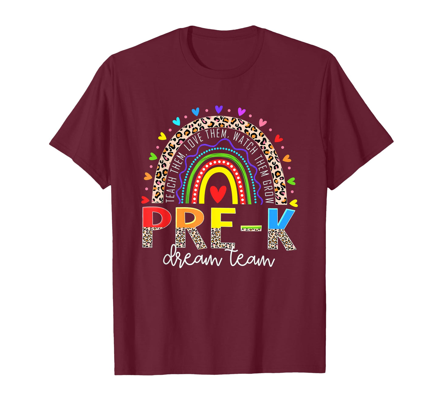 PreK Dream Team Leopard Rainbow Teacher Squad Back To School T-Shirt for Men Women Girls Kids
