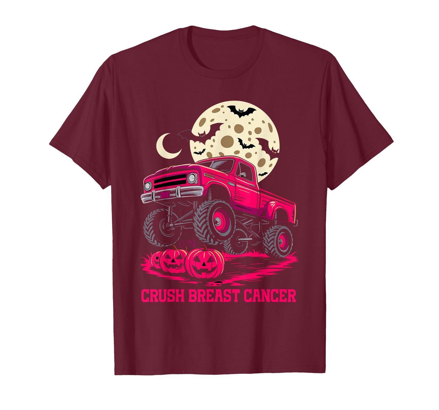 Crush Breast Cancer Awareness Halloween Truck Pink for Kids T-Shirt