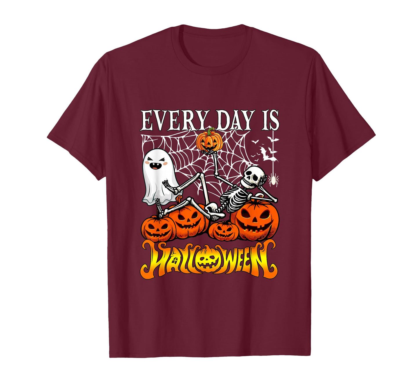 Everyday Halloween Funny Skeleton Boo Ghost Carved Pumpkins T-Shirt