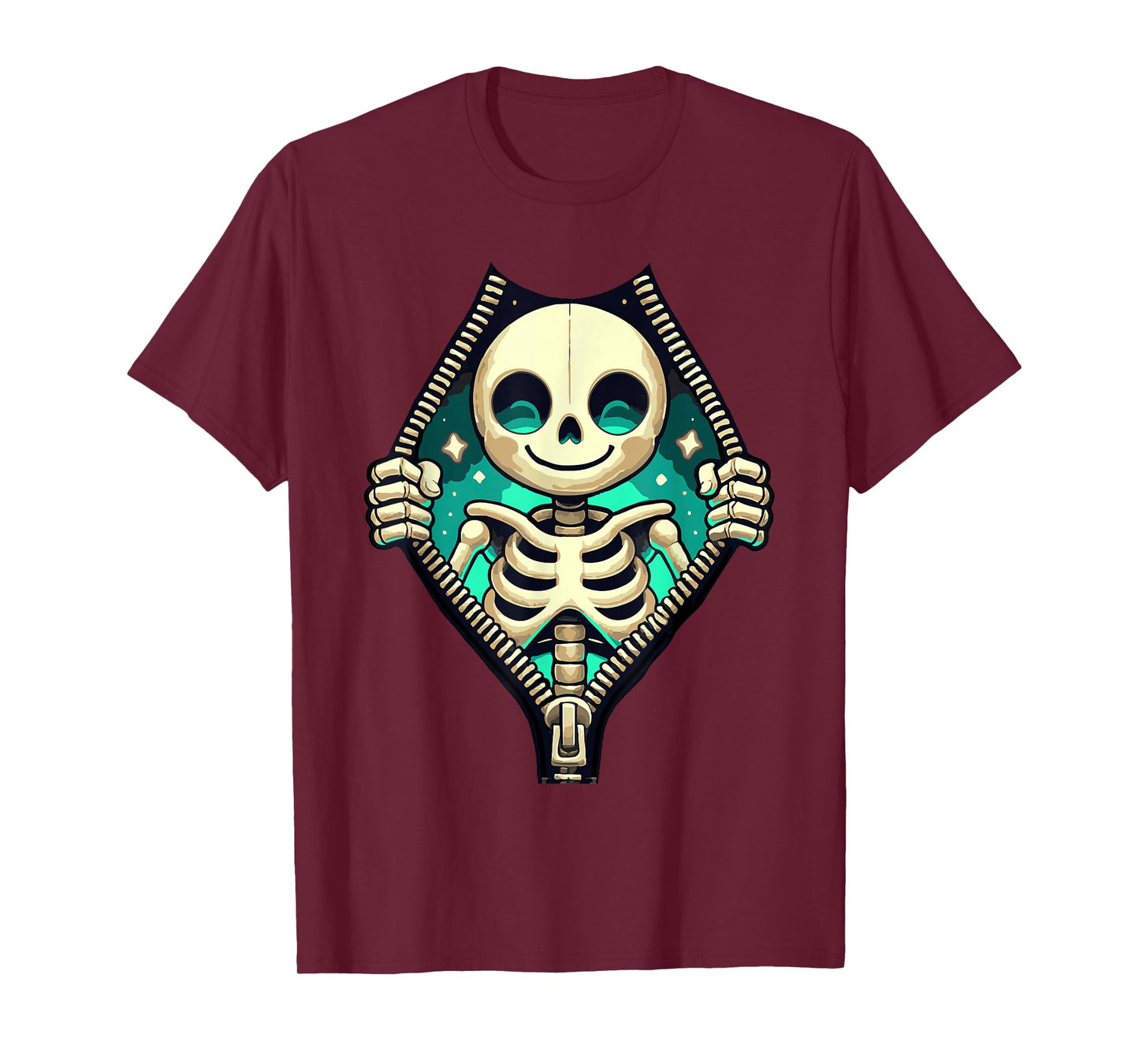 Halloween Skeleton Costume Unzipped Reveal Cute T-Shirt
