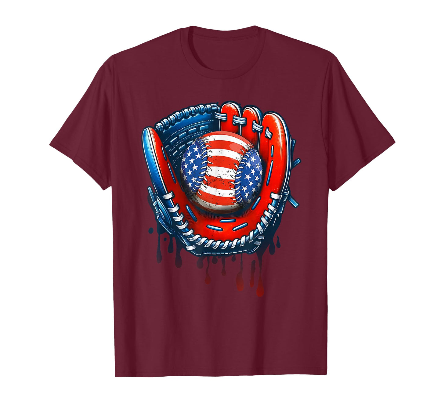 Baseball Drip Ice Cream Sprinkles 4th of July Baseball Glove T-Shirt
