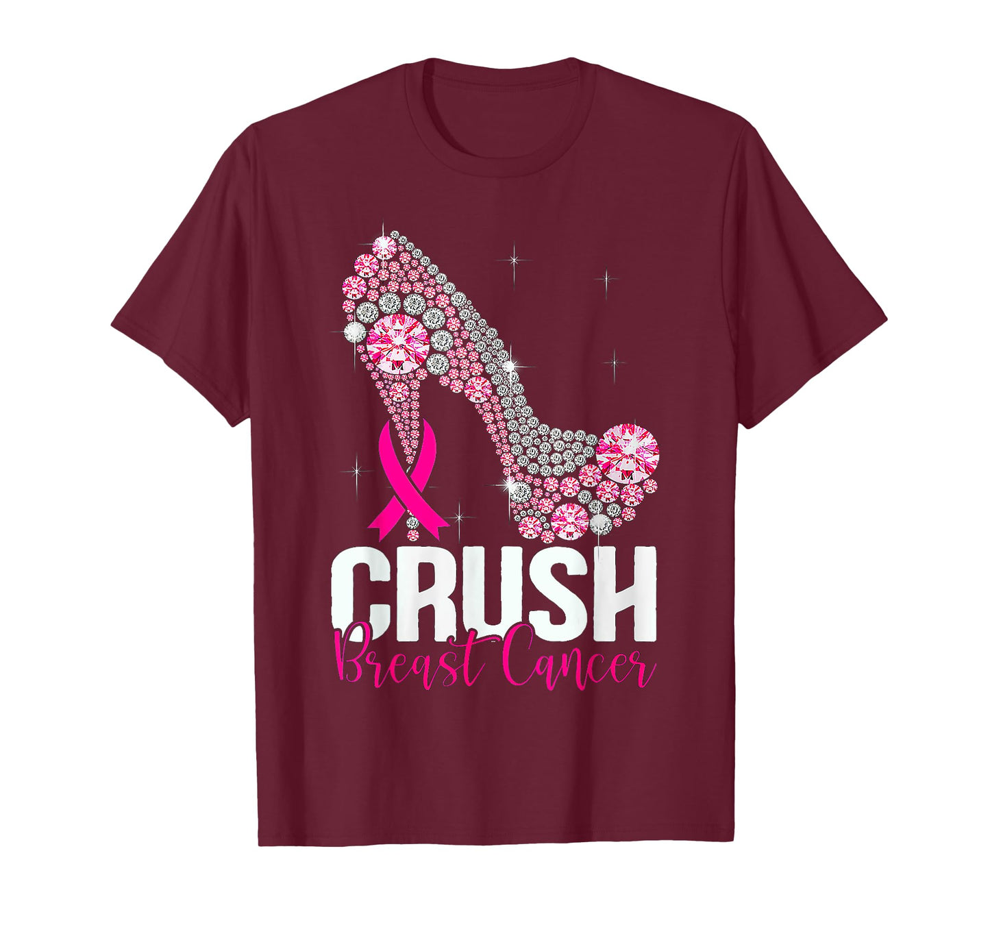 Crush Breast Cancer Awareness Bling Pink Ribbon T-Shirt
