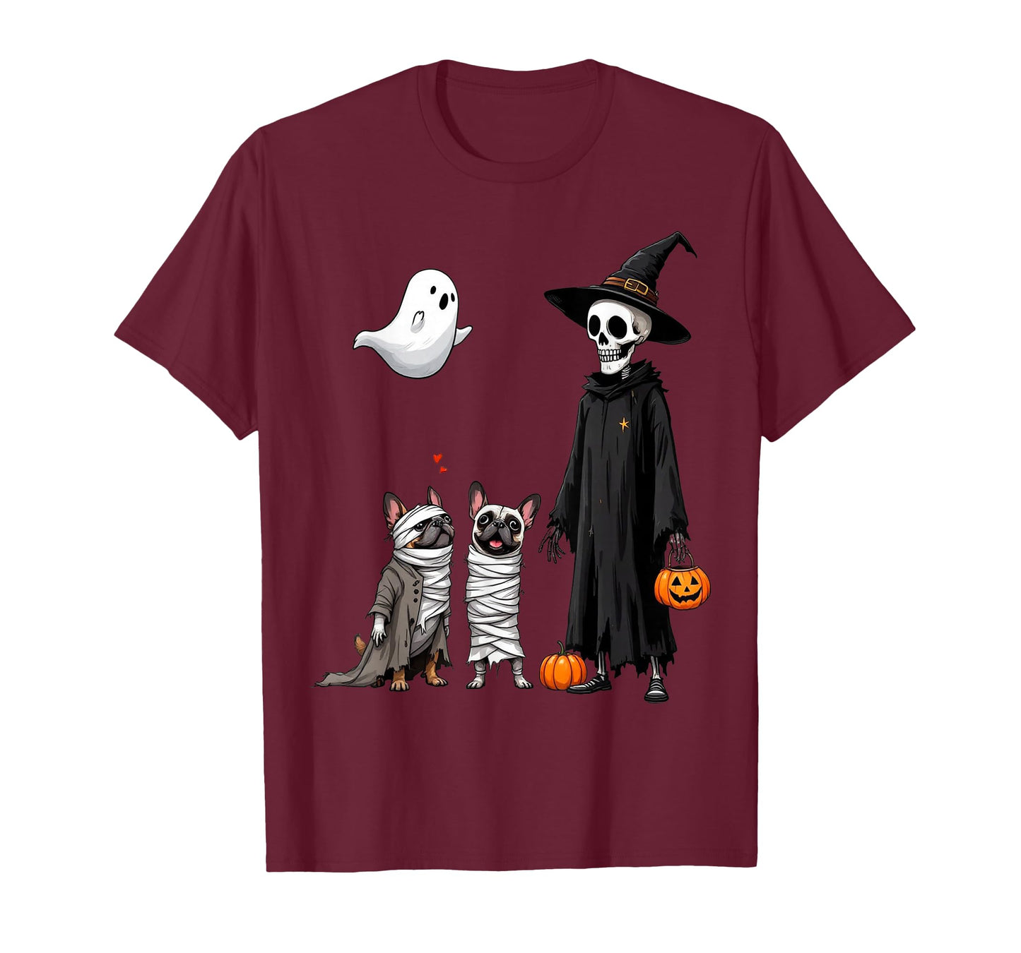 Spooky Ghost French Bulldog Mummy Dog Halloween Costume T-Shirt