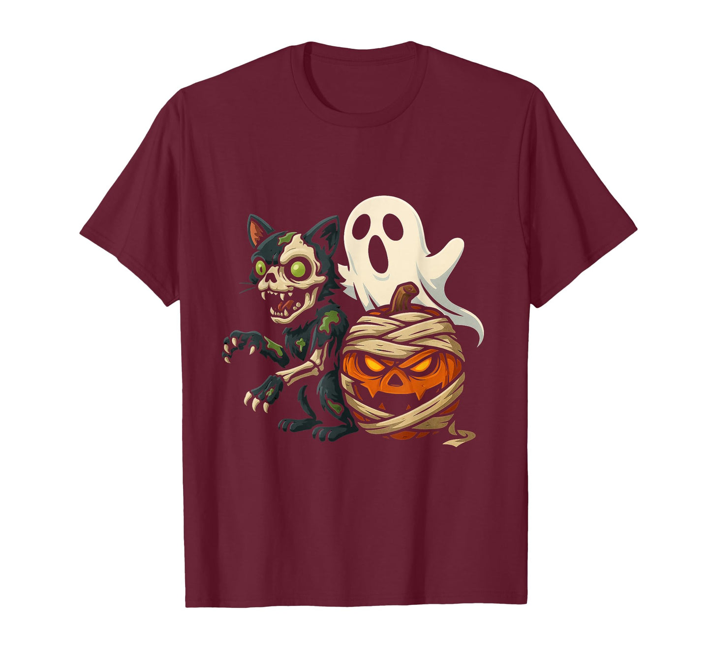 Spooky Halloween Zombie Skeleton Cat Ghost Mummy Pumpkin T-Shirt