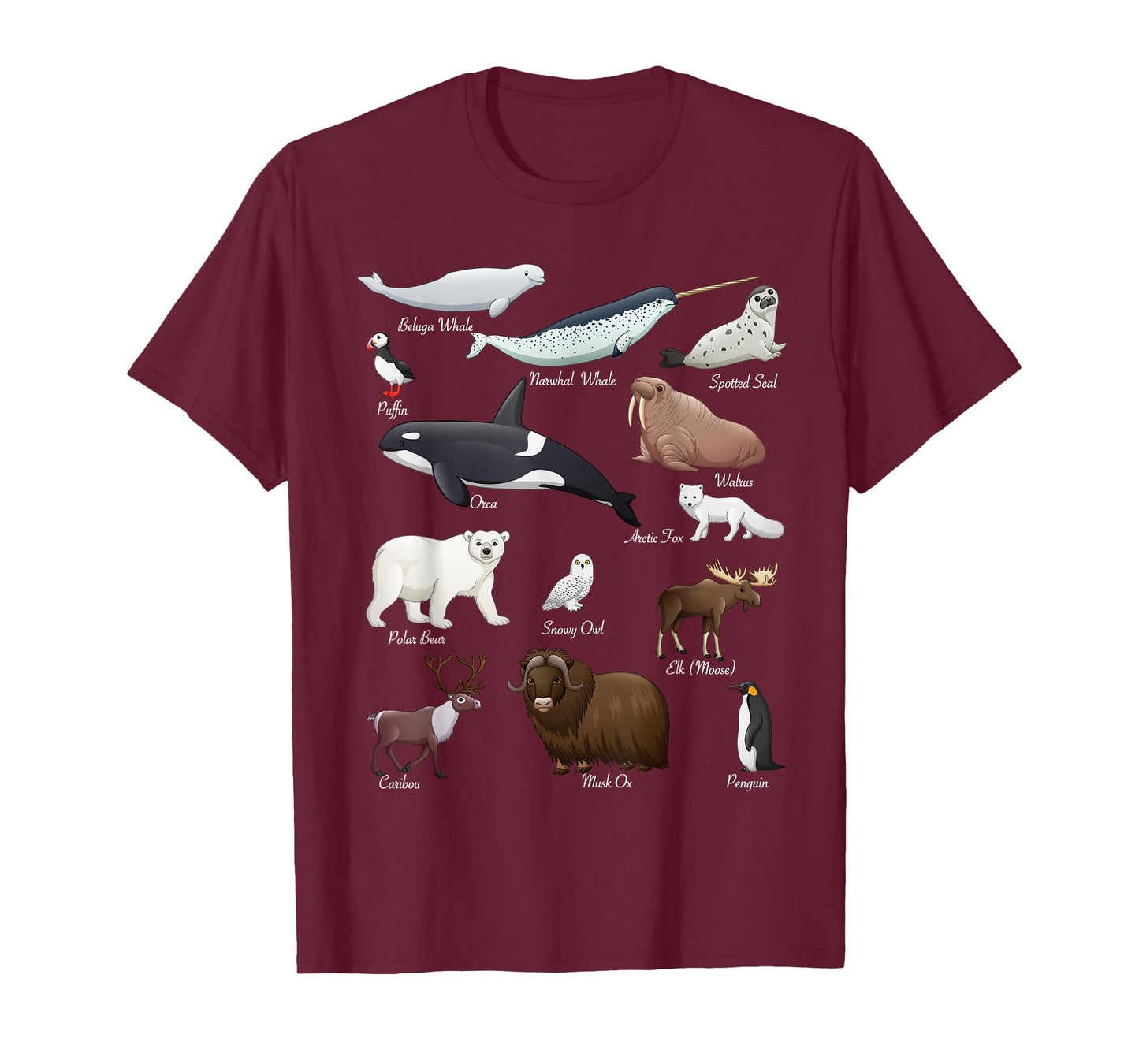 Arctic Wildlife Tundra Ecosystem Animal Names For Education T-Shirt