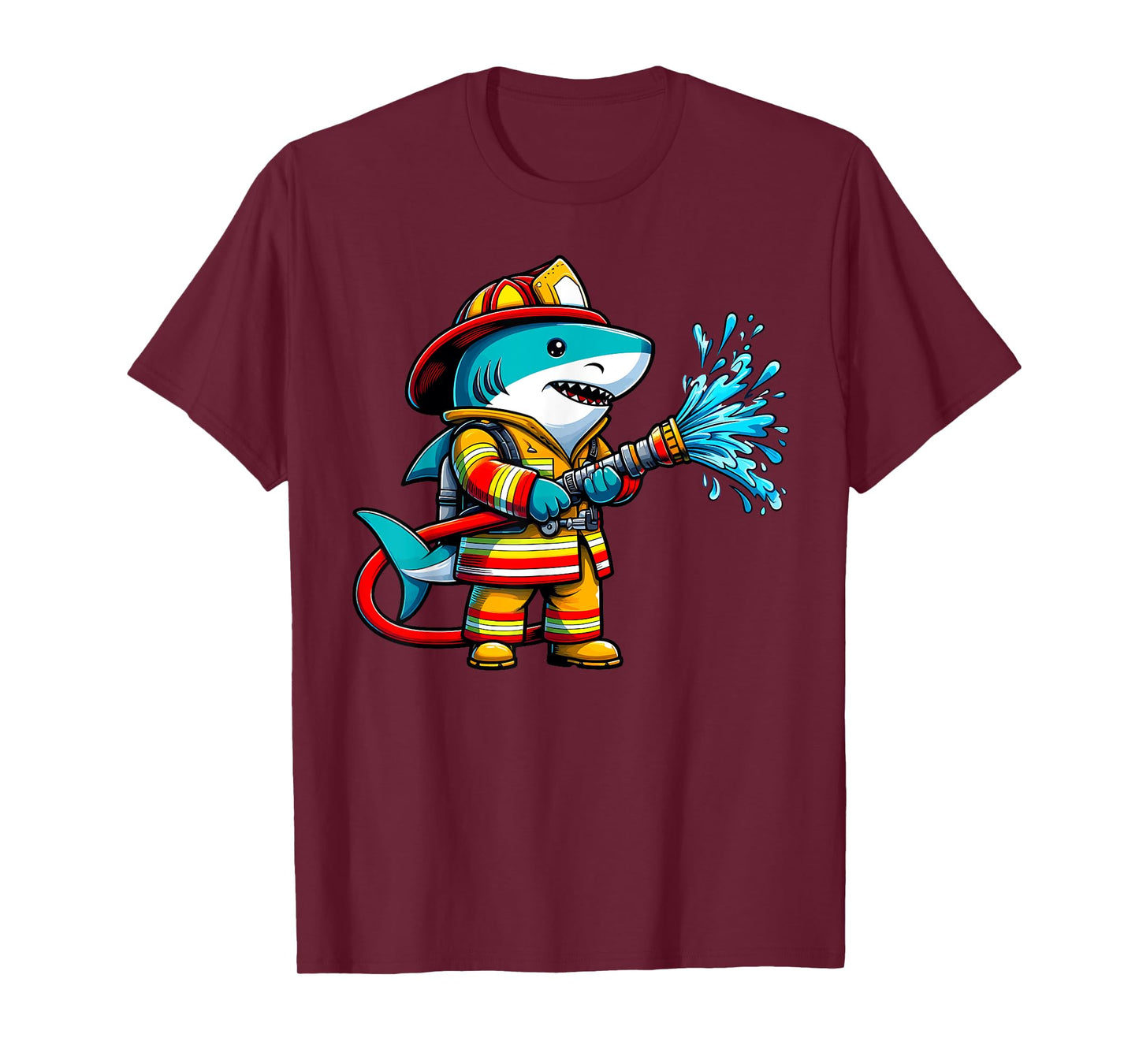 Shark Fireman on Firefighter Shark Kids Boys T-Shirt