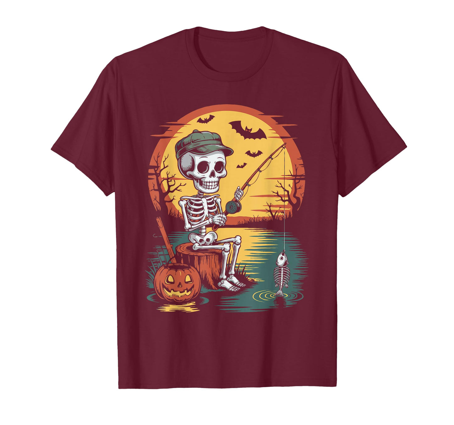 Fishing Skeleton Halloween T-Shirt
