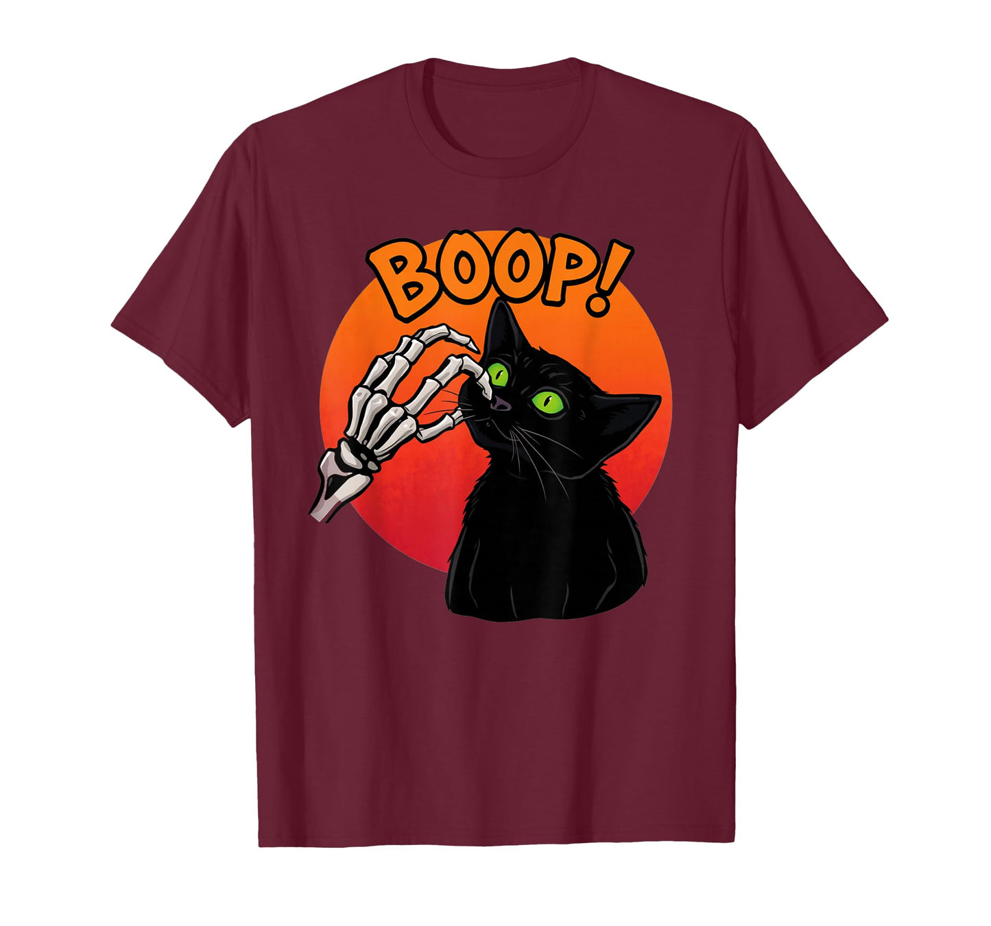 Skeleton Hand Boop On A Cat's Nose Funny Halloween Graphic T-Shirt