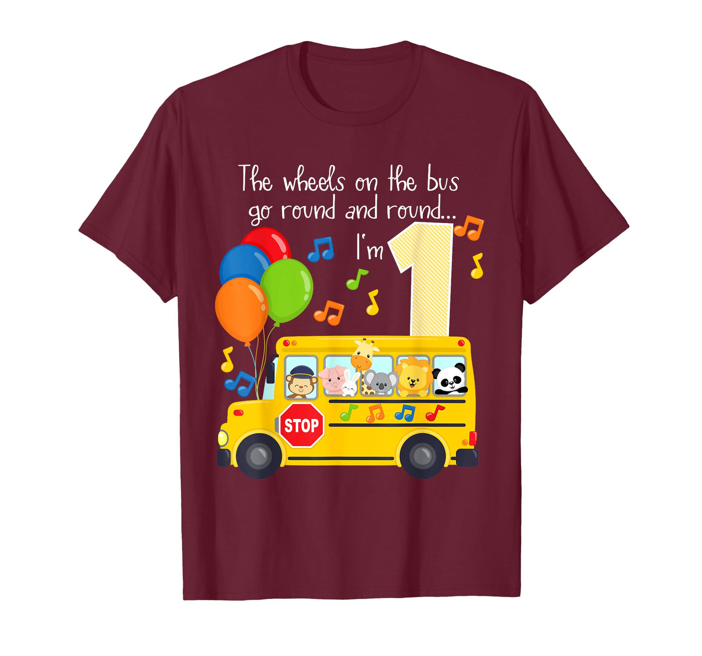 The Wheels On The Bus 1st Birthday 1 Yr Old Family Matching T-Shirt