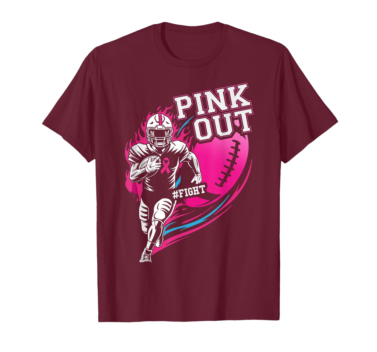 Pink Out Football Breast Cancer Awareness Womens Boys Girls T-Shirt