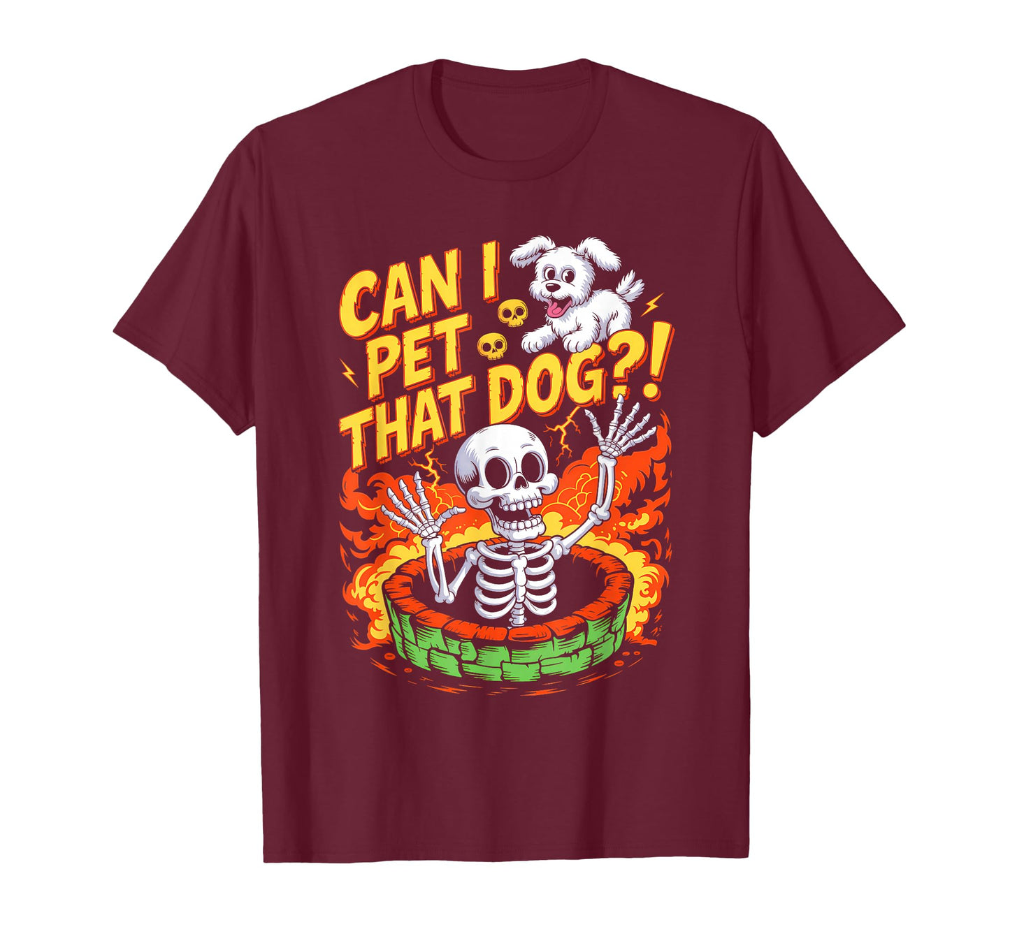 Can I Pet That Dog?! Funny Skeleton Halloween Bootleg T-Shirt