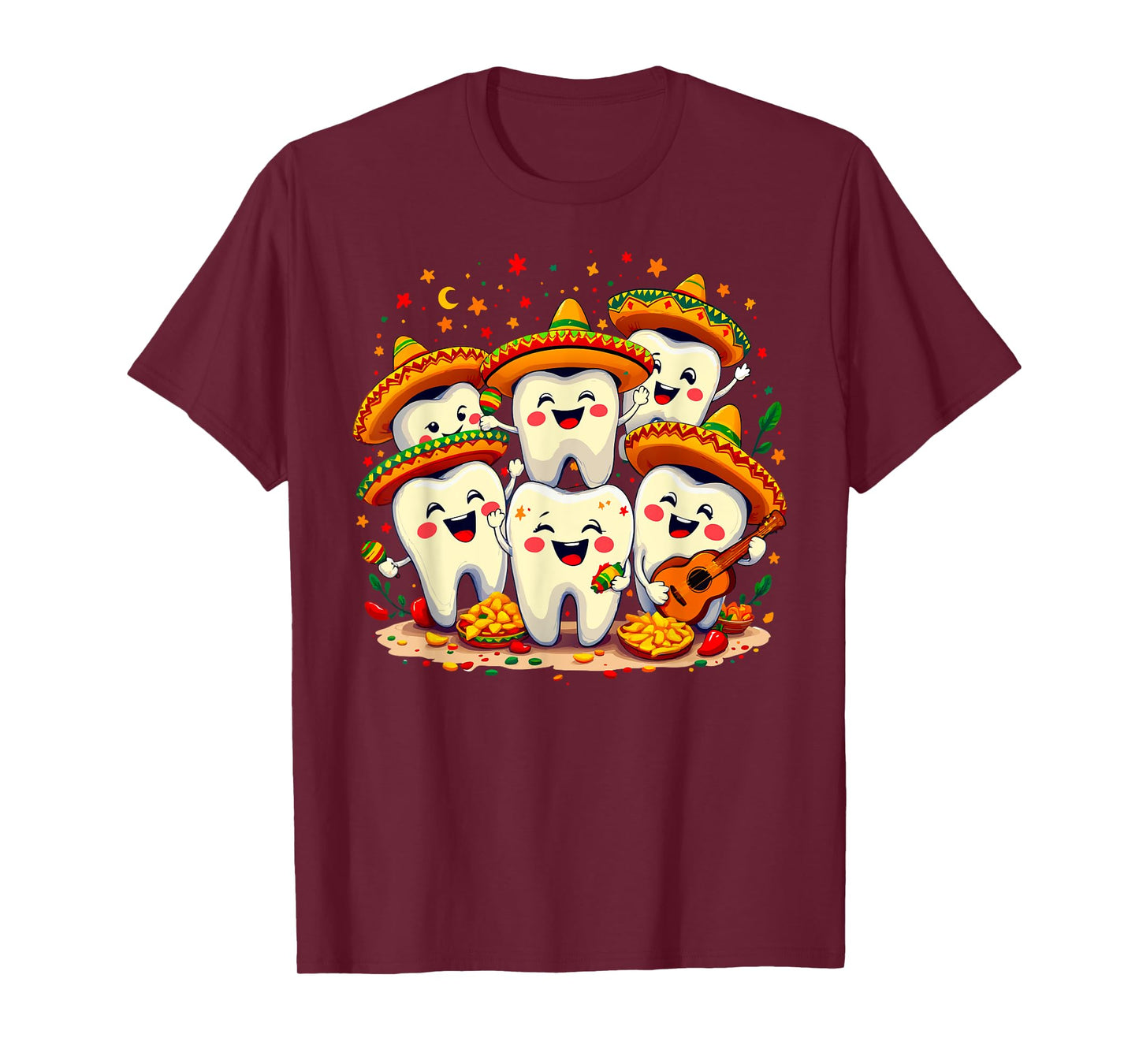 Funny Cinco de Mayo Dentist Tooth Fiesta Sombrero Design T-Shirt