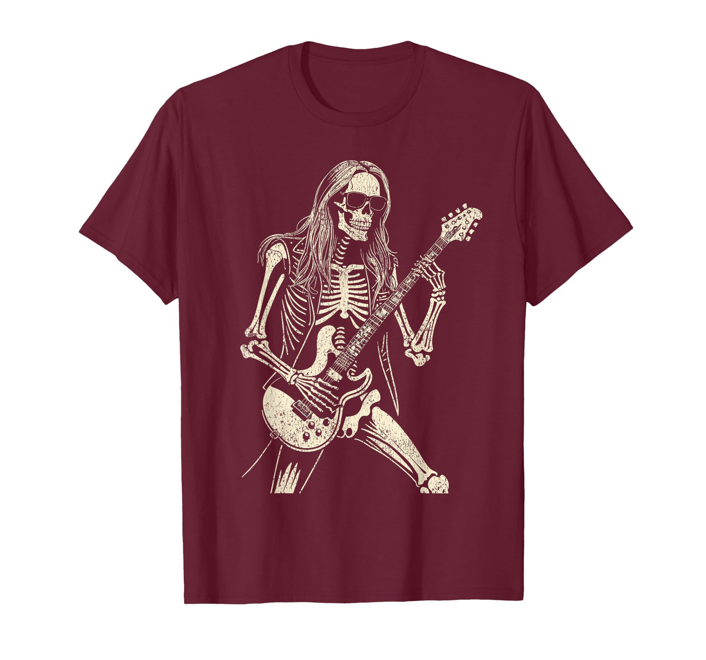 Skeleton Playing Guitar Graphic Rock and Roll Band Rock On T-Shirt