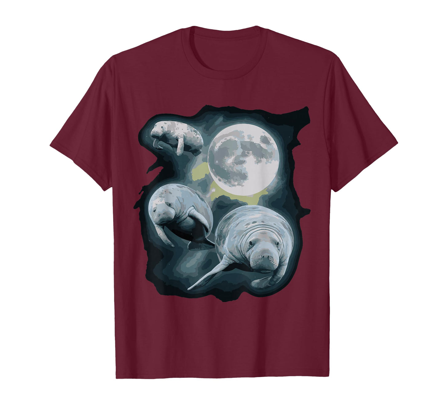 Three Manatee Howling At The Moon T-Shirt
