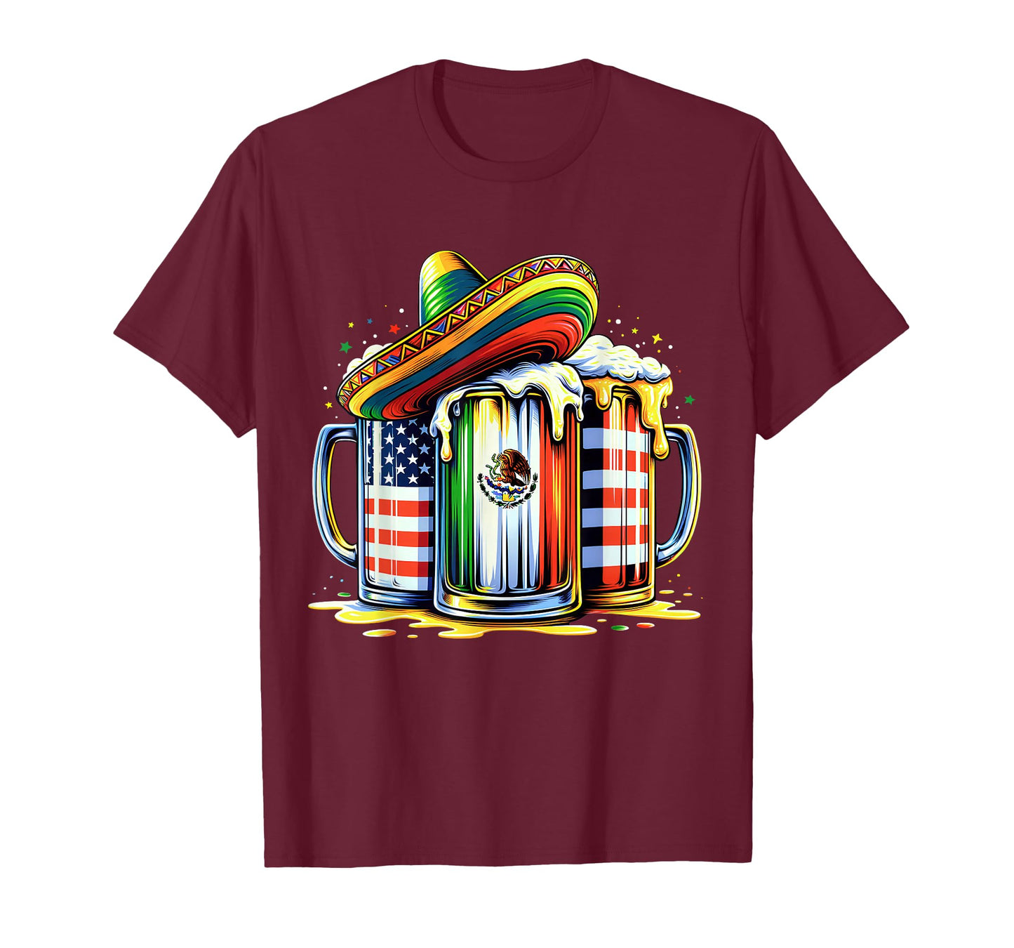 Beer Mexican USA Flag Cinco de Mayo Drinking Party Men Women T-Shirt