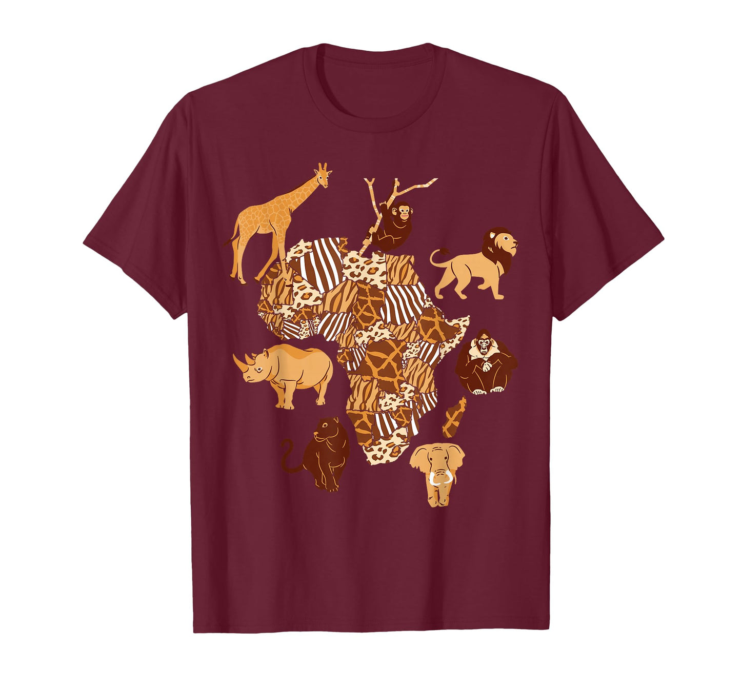 African Animals Map T-Shirt