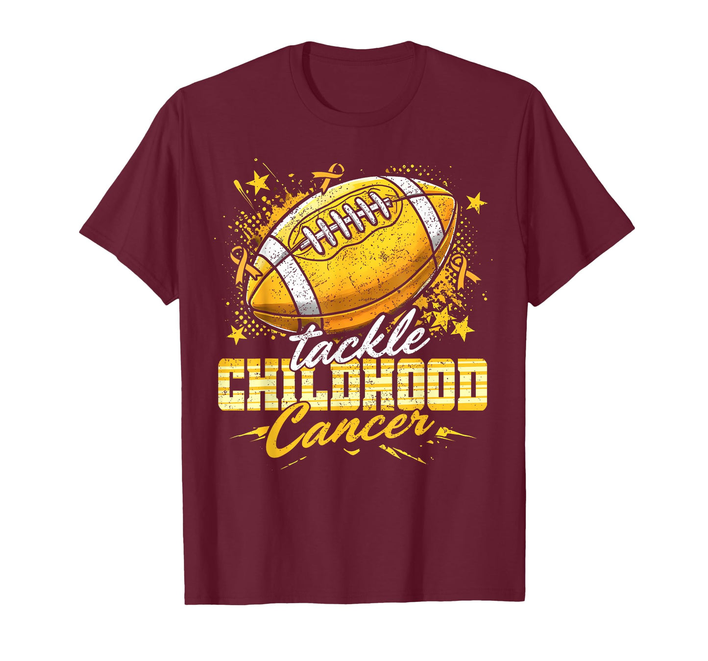 Football Gold Ribbon Tackle Childhood Cancer Awareness Kids T-Shirt