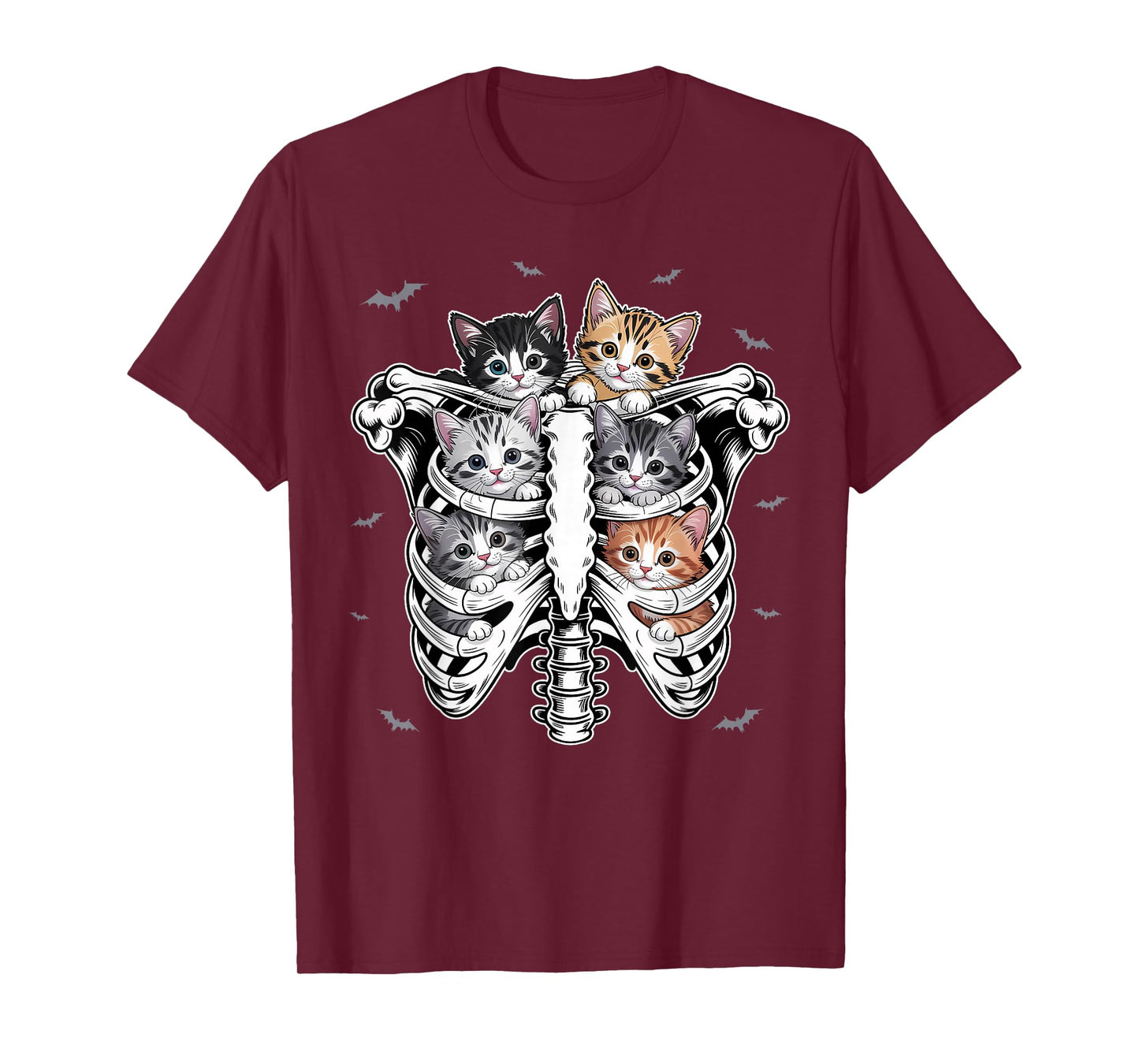 Cute Cat Kitty Skeleton Rib Cage Inside Halloween Kitten T-Shirt