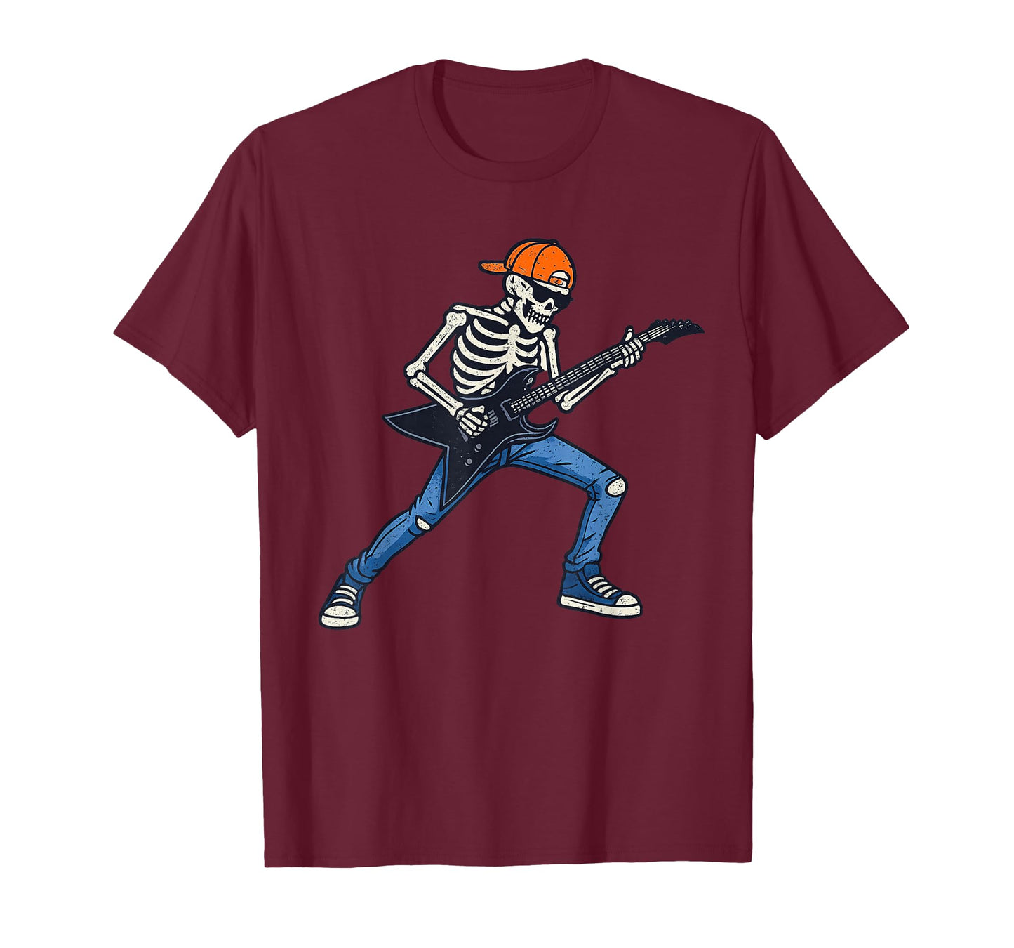 Vintage Halloween Skeleton Guitar Rock Funny Spooky Costume T-Shirt