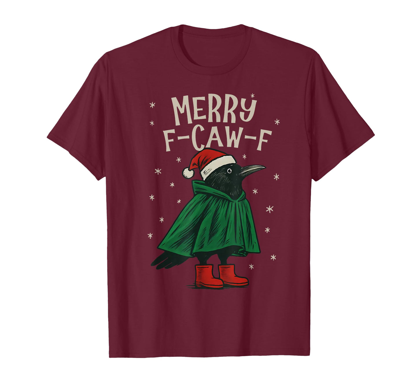 Black Crow F-Caw-F Funny Retro Christmas Santa Hat T-Shirt