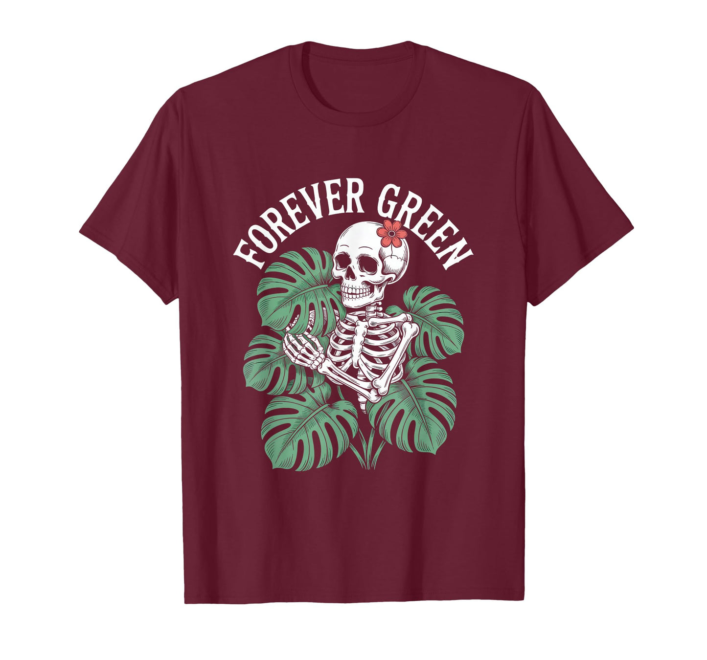 Halloween Skeleton Monstera Forever Green Botanical T-Shirt