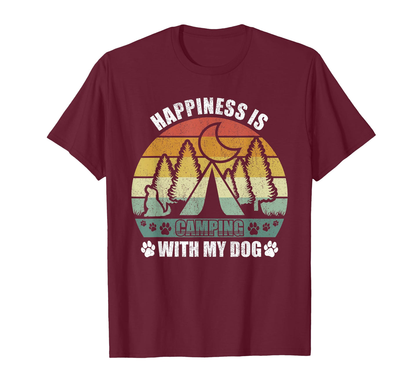 Retro Happiness Is Camping With My Dog Shirt Dog Camper's T-Shirt for Men Women Kids